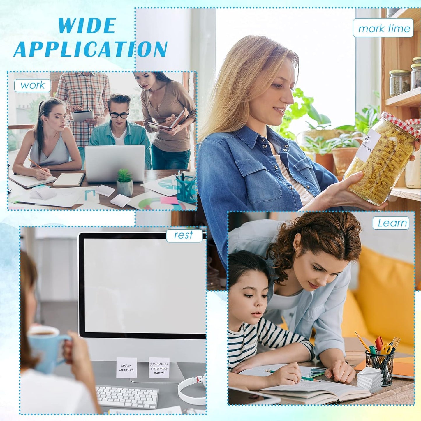 Sabary 2400 Sheets White Sticky Notes 3 x 3 Inch Self Stick Notes Pads Easy Note Pads for Office Home Studying Supplies, 24 Pads, 100 Sheets/Pad, Individual Package