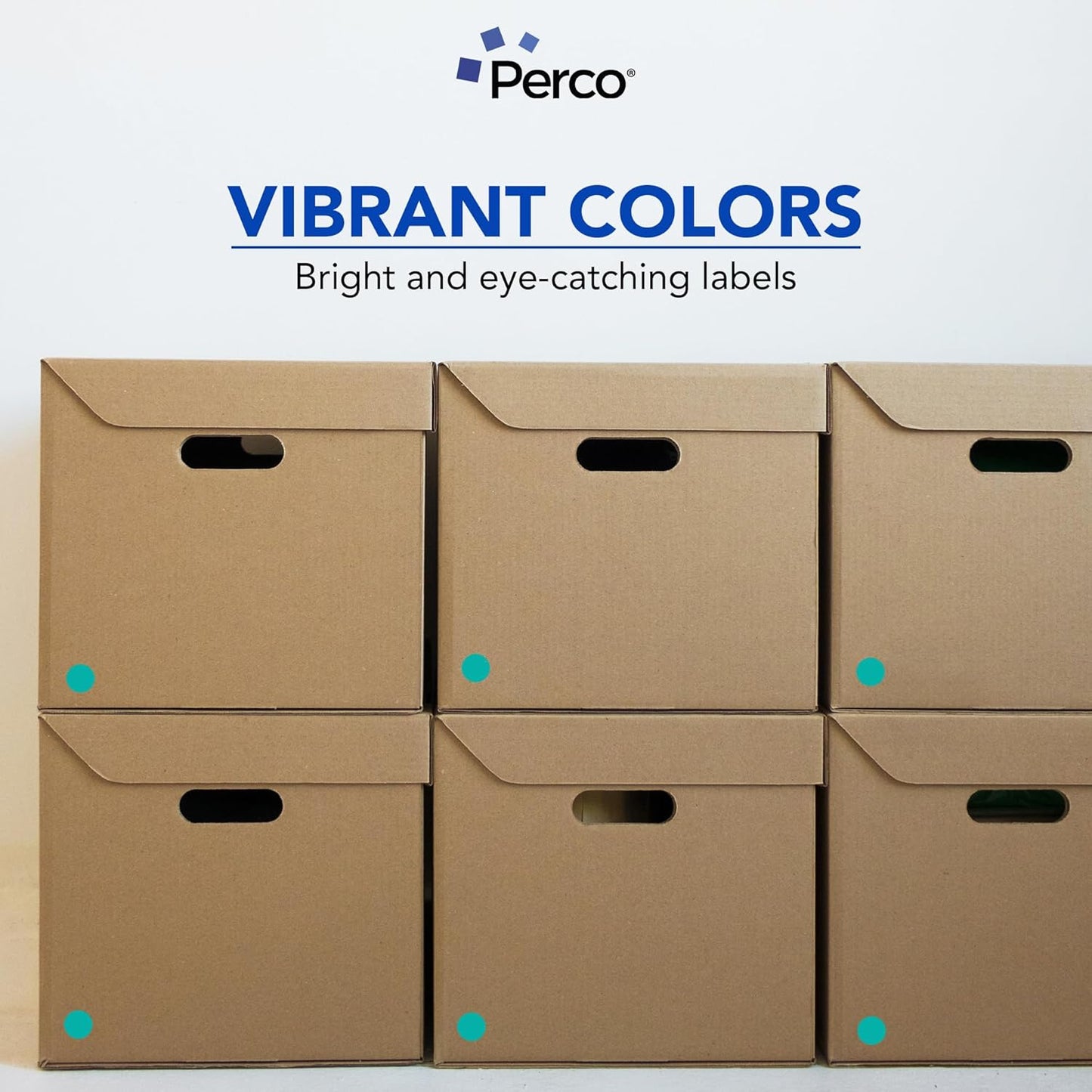 Perco Teal 1-Inch Round Circle Dot Sticker Labels - Multi-Roll Pack (3 Rolls, 1,000 Labels Each) - Permanent Adhesive, Vibrant Colors, Strong Hold - Perforated for Easy Use - Made in USA