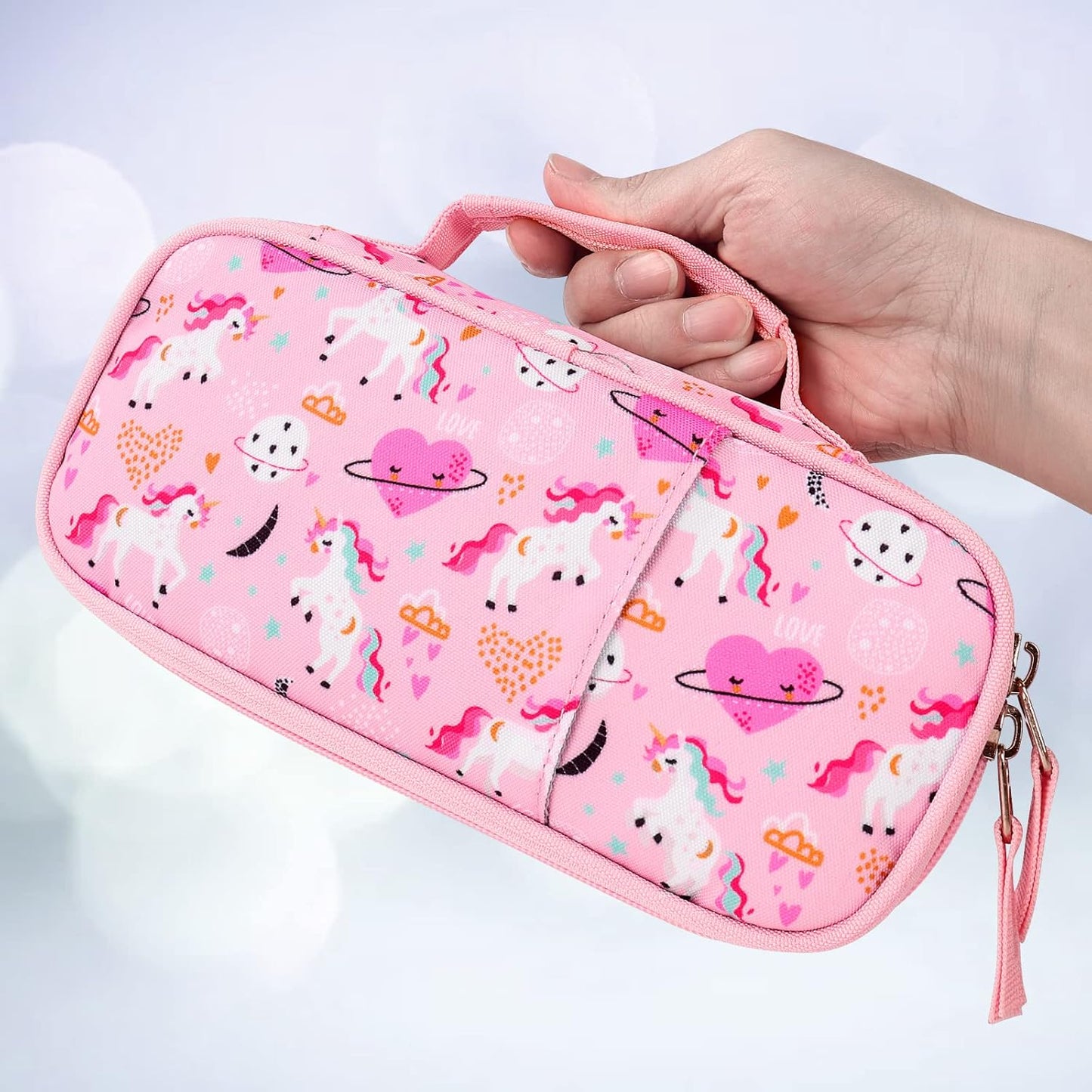 Choco Mocha Unicorn Pencil Case for Girls, Soft Pencil Case Kids Pencils Pouch for Kindergarten Girls, Pink