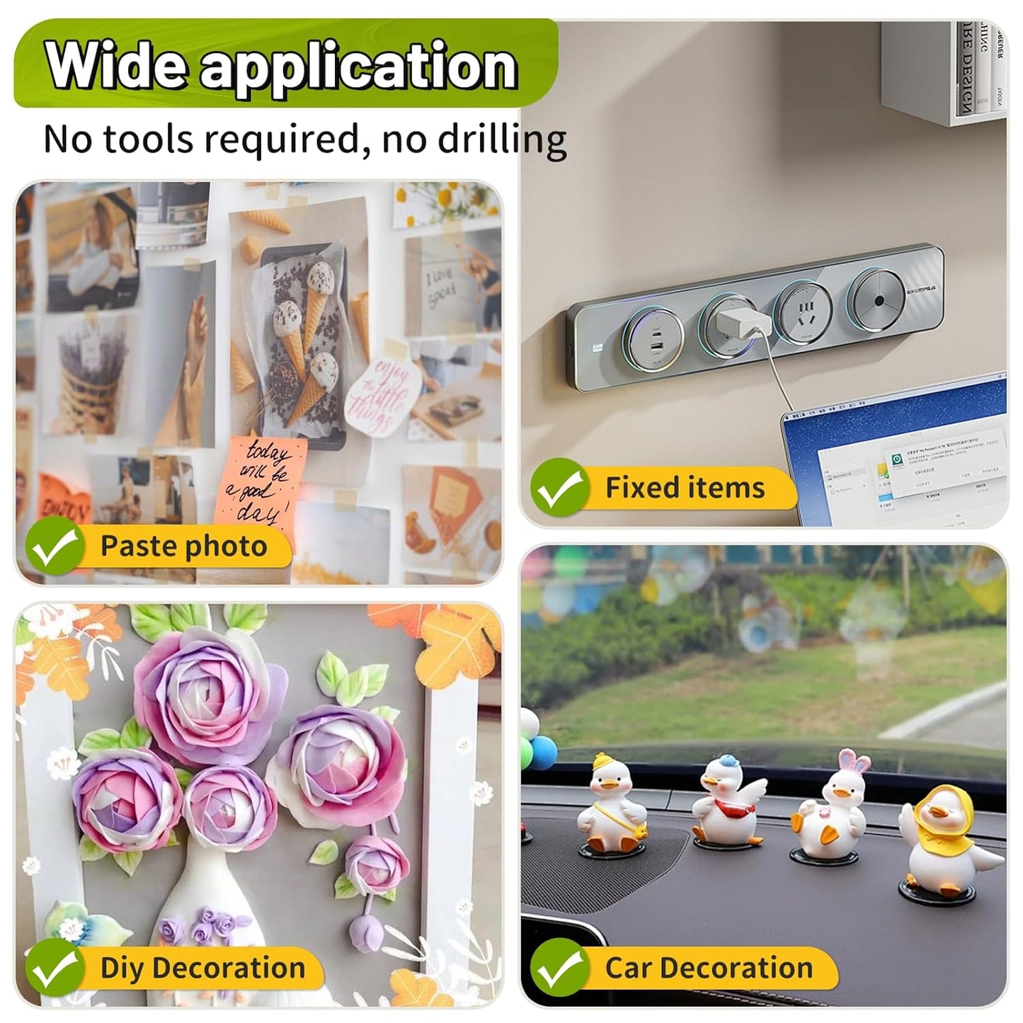 Upgraded 360Pcs Double Sided Tape Sticky Dots with Pull Tab, Removable Adhesive Mounting Putty No Trace Dots, 0.6" Clear Sticky Tack for Museum Picture Crafts & DIY