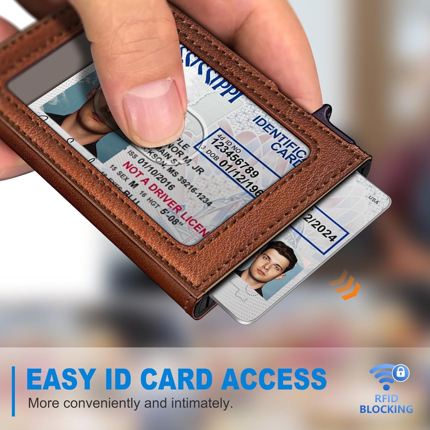 Airtag Wallet for Men, Slim Pop Up Credit Card Holder RFID Blocking Mens Minimalist wallet for 7-9 Cards ID Window, with Gift Box