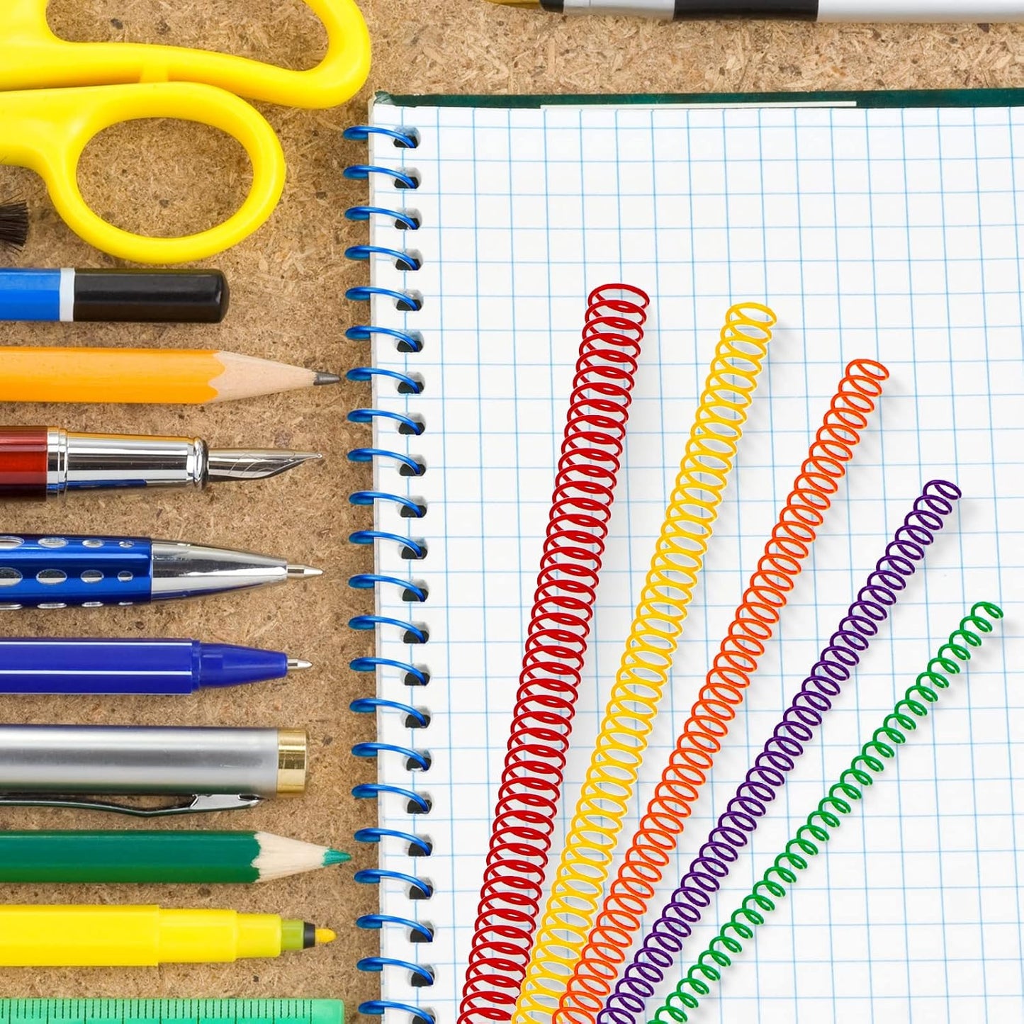 Leinuosen 120 Pack Plastic Spiral Binding Coils Kit Spirals Multi Size Coils for Binding Binder Combs Spines(1/4 5/16 3/8 1/2 5/8 3/4 Inch,Multicolor)