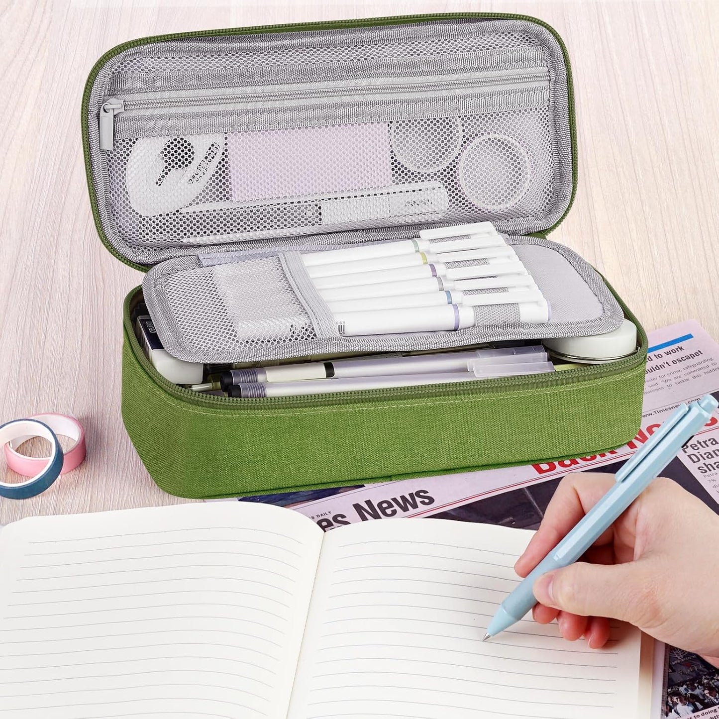 WEMATE Pencil Case, Large Storage Organizer for Stationery, Back - to - School Essential, Teacher Must - have, Big Pencil Pouch, Marker Case School Supplies for College & High School