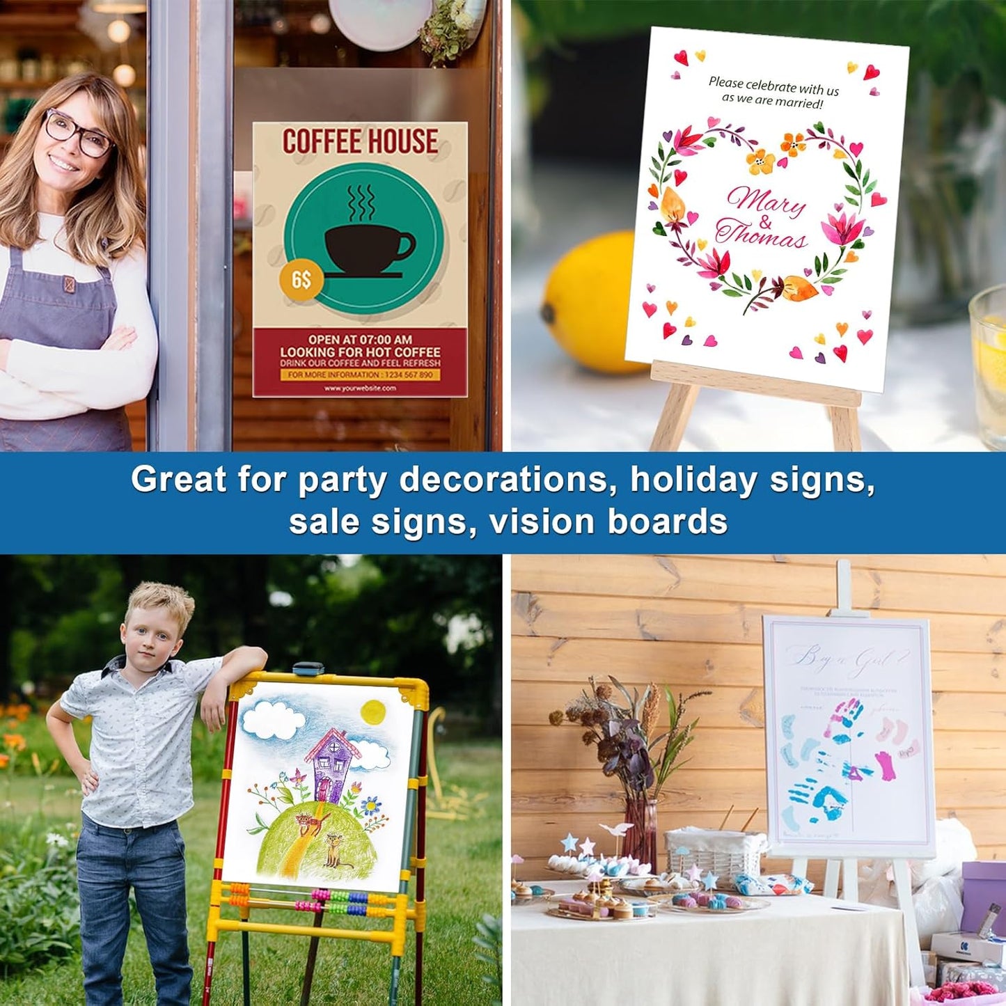 50 Pcs White Poster Board Paper 14x18, ROOKEA Blank Graphic Display Vision Boards Bulk for School Arts Classroom Crafts Projects Presentations Drawing Scrapbooking