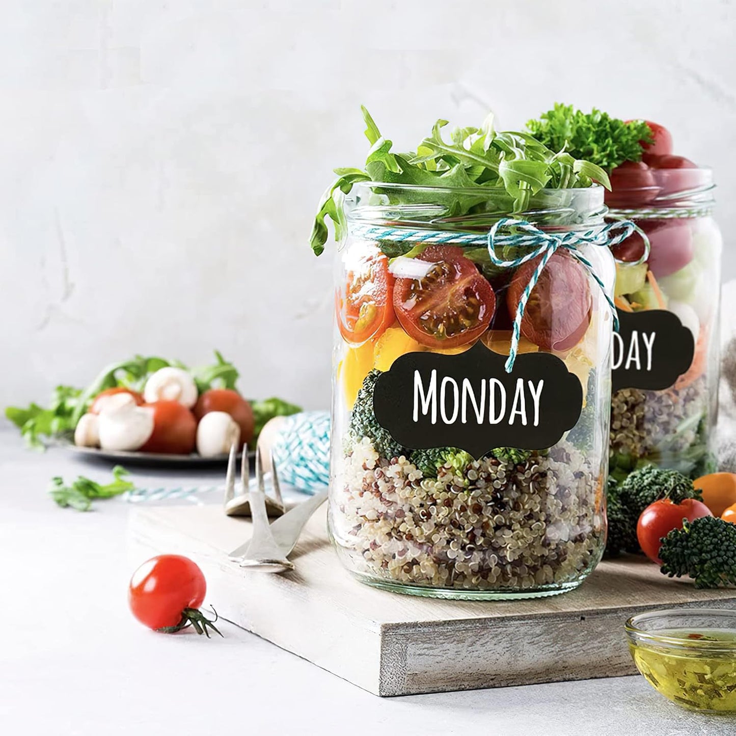 MUWOOB Chalkboard Labels, 120 Pcs Black Reusable Waterproof Label Stickers, Kitchen Pantry Sticker Labels for Containers, Mason Jars, Condiments, Food Storage (Wave)