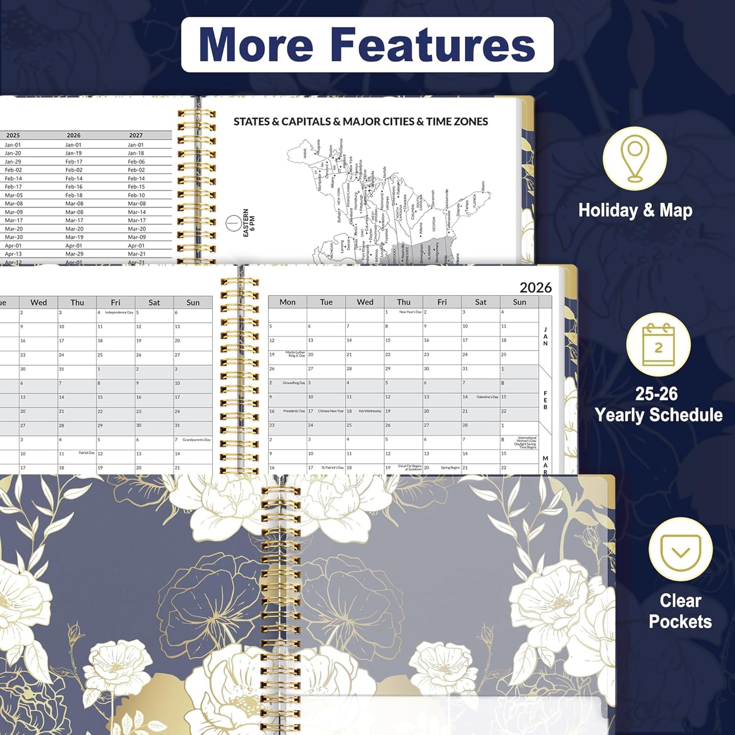 SUNEE 2025-2026 Appointment Book, Quarter-Hourly, Weekly & Monthly - from July 2025 to June 2026, 6.4"x8.3" Academic Planner, Flexible Cover, Note Pages, Pockets, Bookmark, Spiral Binding, Vintage