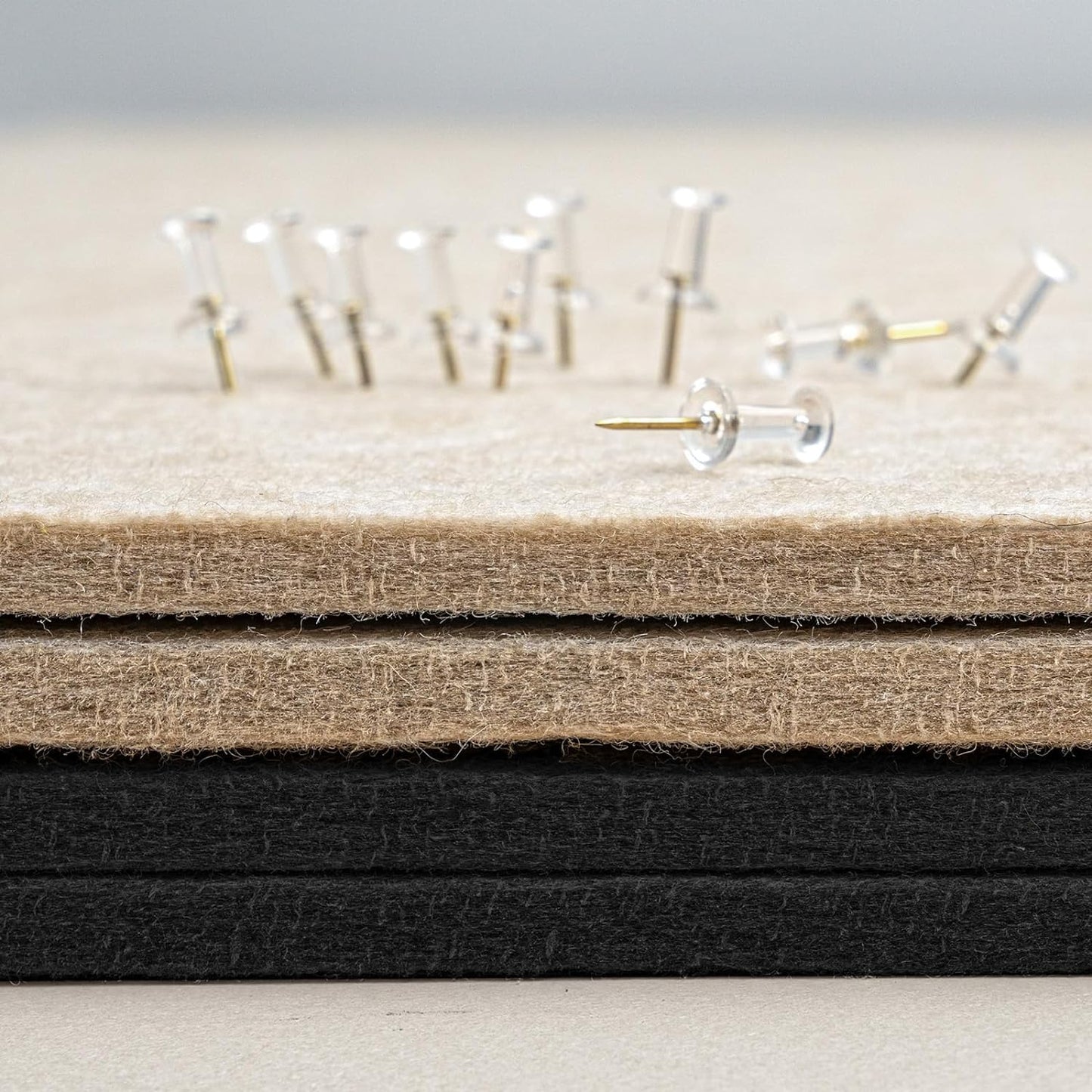 Bulletin Board, 24 x 18 inches Decorative Felt Pin Board, Cork Board Alternative for Wall, Foldable Photo Board Self-Adhesive Vision Board Mood Board with 20 Pushpins - Black