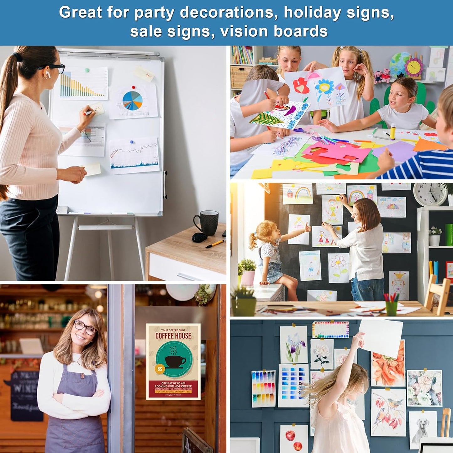 18 Pcs Poster Board 11" x 14" White Poster Paper Boards Bulk 250GSM Posterboard Vision Board Smart Poster Board Paper for School Arts Craft Projects Drawing Display