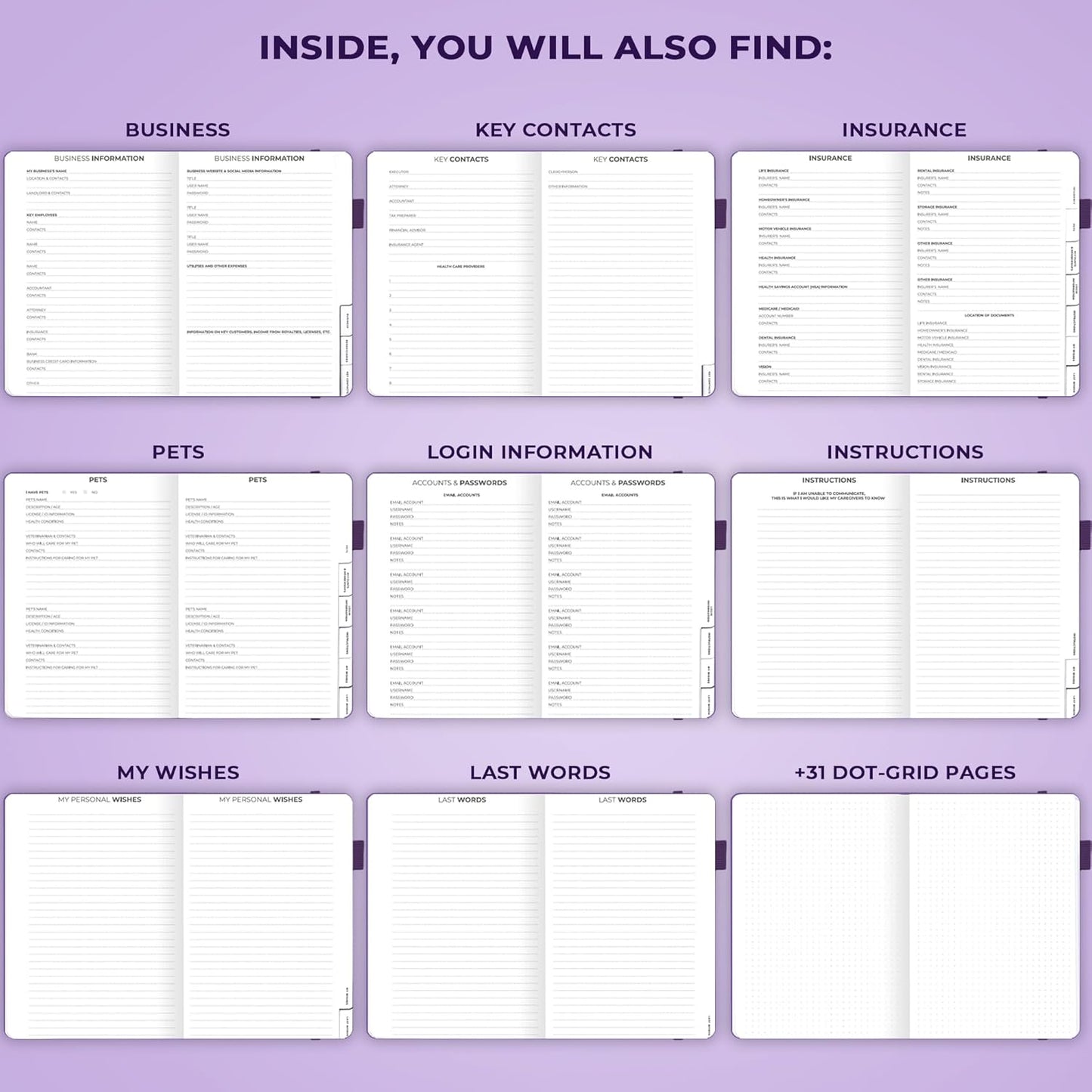 Clever Fox End of Life Planner – Final Arrangements Organizer for Beneficiary, Will Preparation, Last Wishes & Funeral Planning, A5 (Purple)