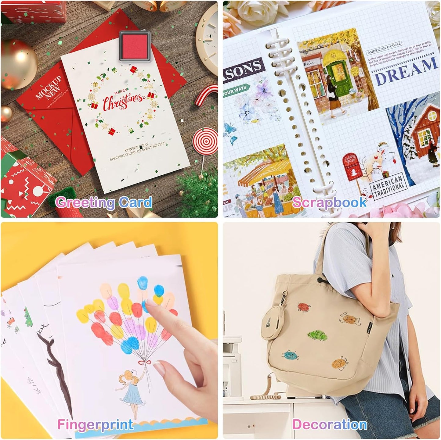 CraftyManor Mini 12 Color Pigment Ink Pads for Stamps, Fingerprint Ink Pad for Kids, Stamp Pad for Scrapbook Paper & Stamps for Classroom & Clothing Stamp & Letter Stamps, Archival