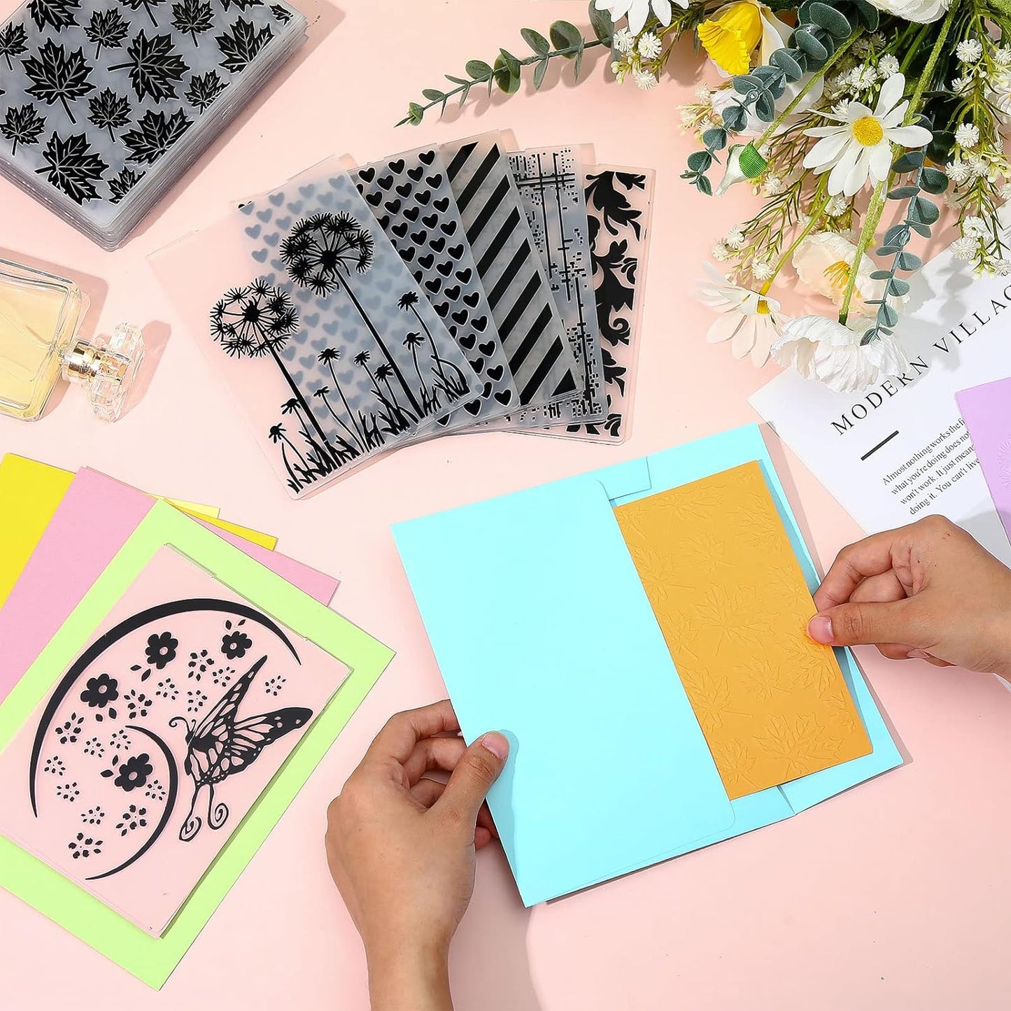 Mumufy 20 Pcs Embossing Folders for Card Making Embossing Stencil Template DIY Plastic Paper Card Decorating Mold for Scrapbook Photo Album DIY Craft, 5.8 x 3.9 Inch(Vintage)