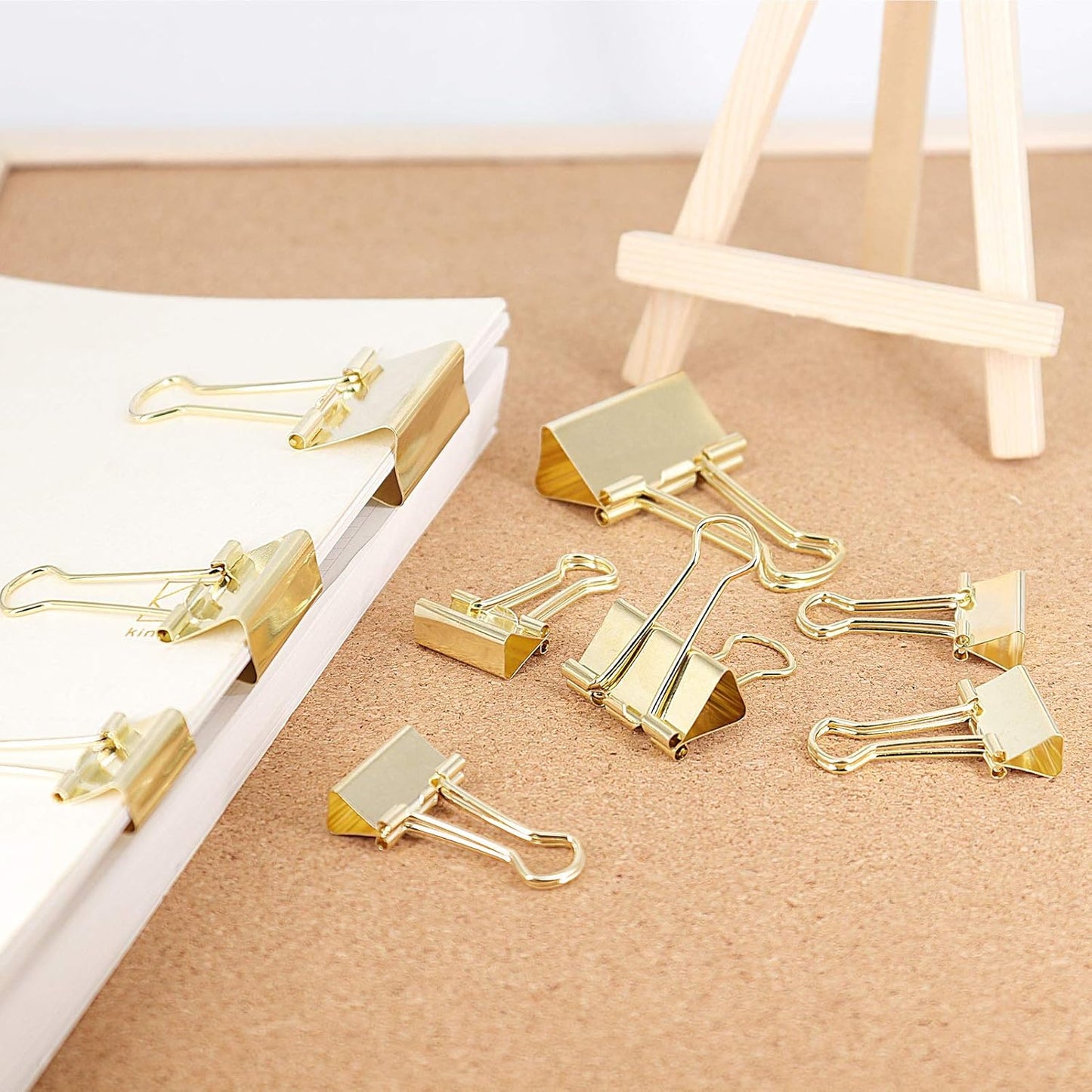 Gold Binder Clips Paper Clamps, Assorted Sizes Set (Small, Medium, Large) for Office School and Home Supplies