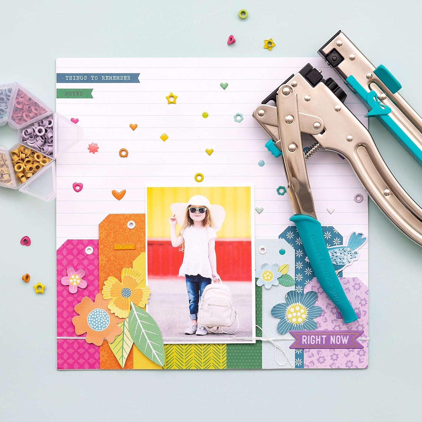 We R Memory Keepers Crop-A-Dile 2 - Big Bite Blue, Heavy Duty Single Hole Punch and Eyelet Grommet Setter with Ergonomical Grip, 1/8 or 3/16 inch Hole Puncher