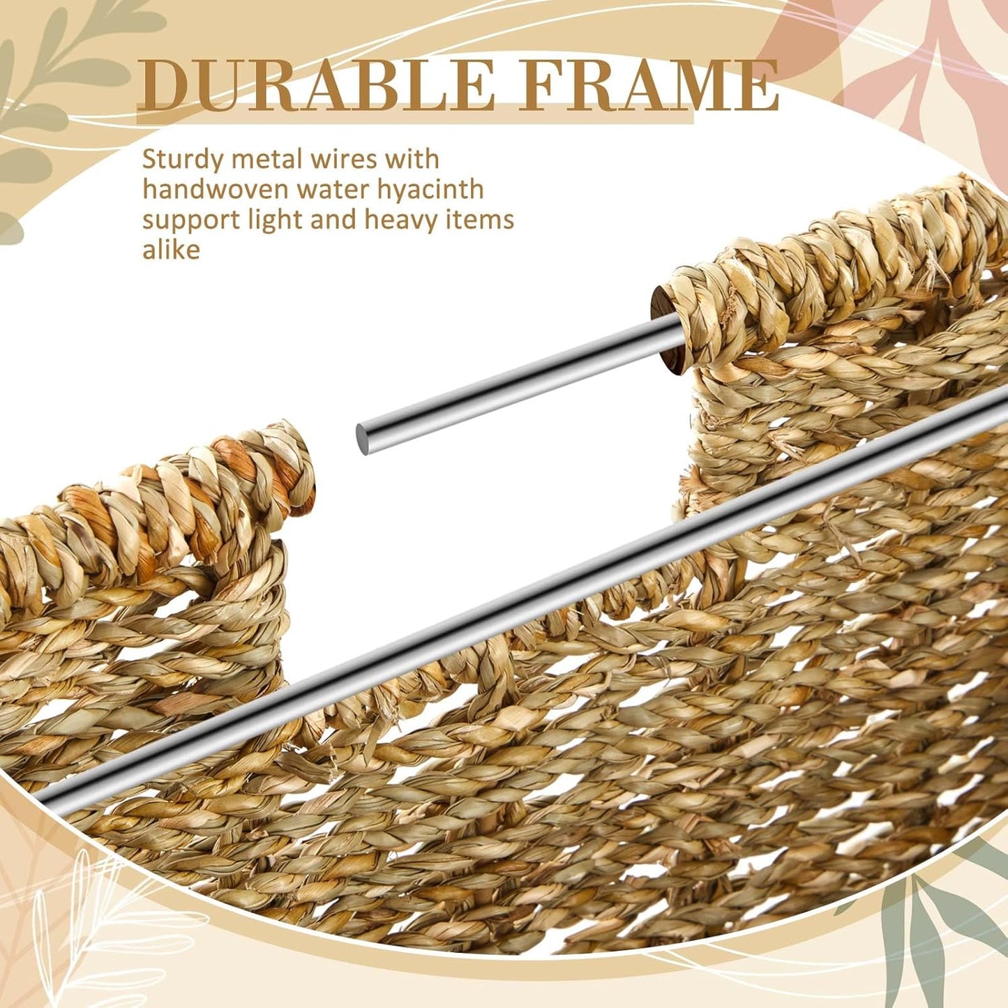 Seagrass File Box Organizers Collapsible Letter/legal Size Filing Cabinet with Lid Portable Decorative Document File Storage Box for Office/decor/home, Natural