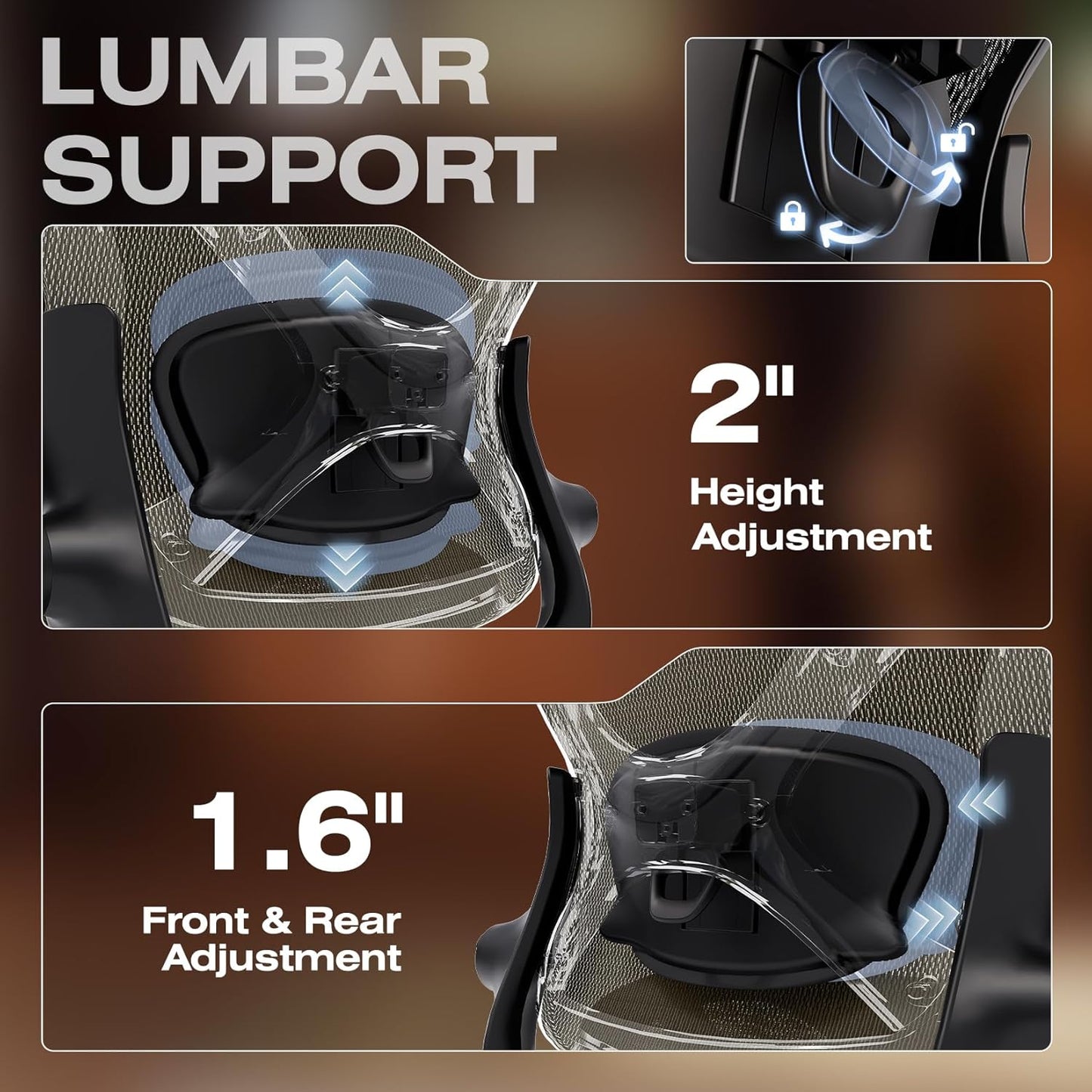 ELABEST X100 Ergonomic Office Chair with Footrest, Big and Tall Home Desk Chair with 5D Flip-Up Arms, Adjustable 9D Lumbar Support,High Back Rolling Computer Chair, Swivel Mesh Chairs (Coffee Break)