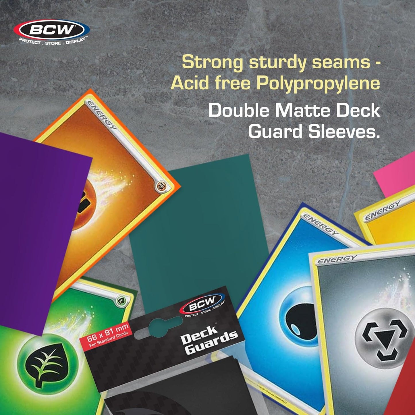 BCW Deck Guard - Double Matte Card Sleeves | 500 Count Box (10 Packs of 50 Sleeves) |Acid-Free, No PVC | Fits 2.5" x 3.5" Game Cards | Archival Safe Sleeves for Card Protection (Orange)