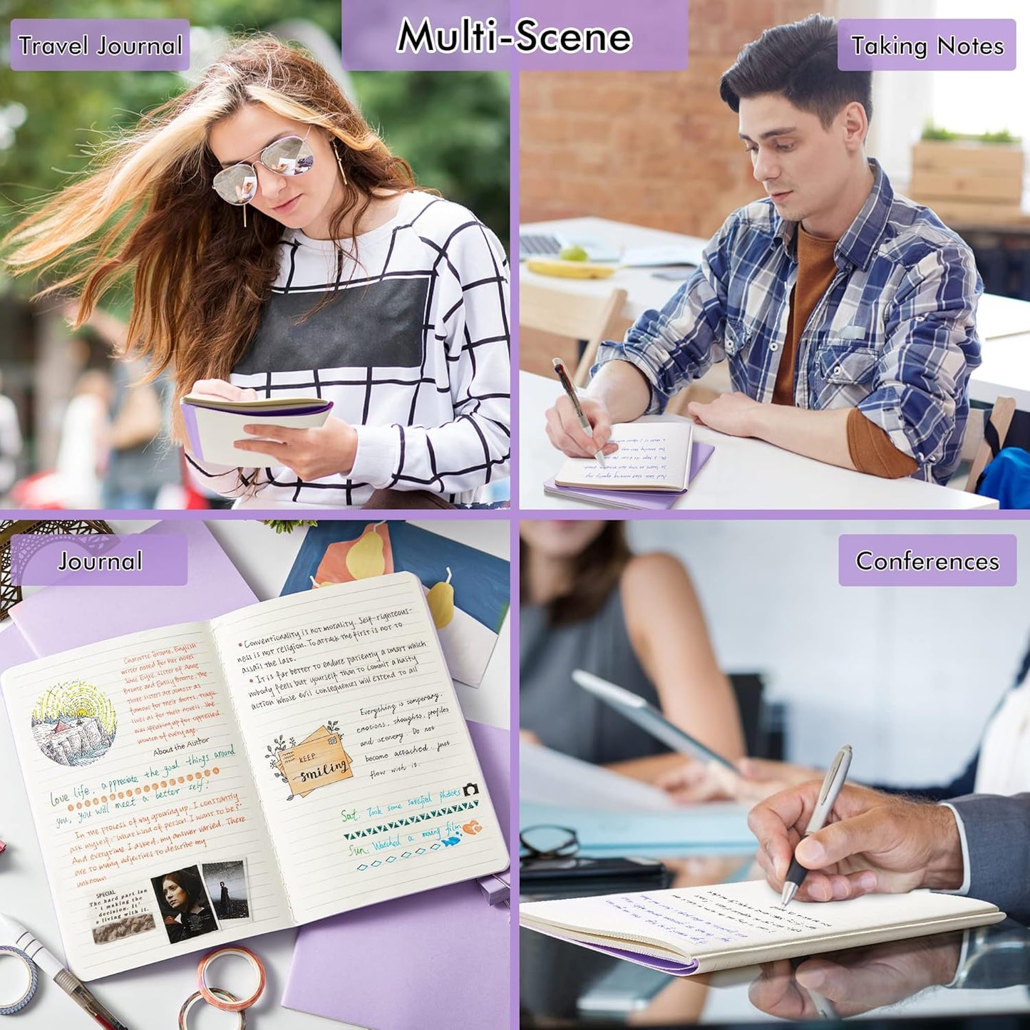 16 Pack Soft Cover Journal Bulk, Feela Lined Notebooks College Ruled for Work for Women Girl Writing, Blank Travel Journal Note Taking Notebook School Business Supplies, 8.2” x 5.5”, A5, Light Purple