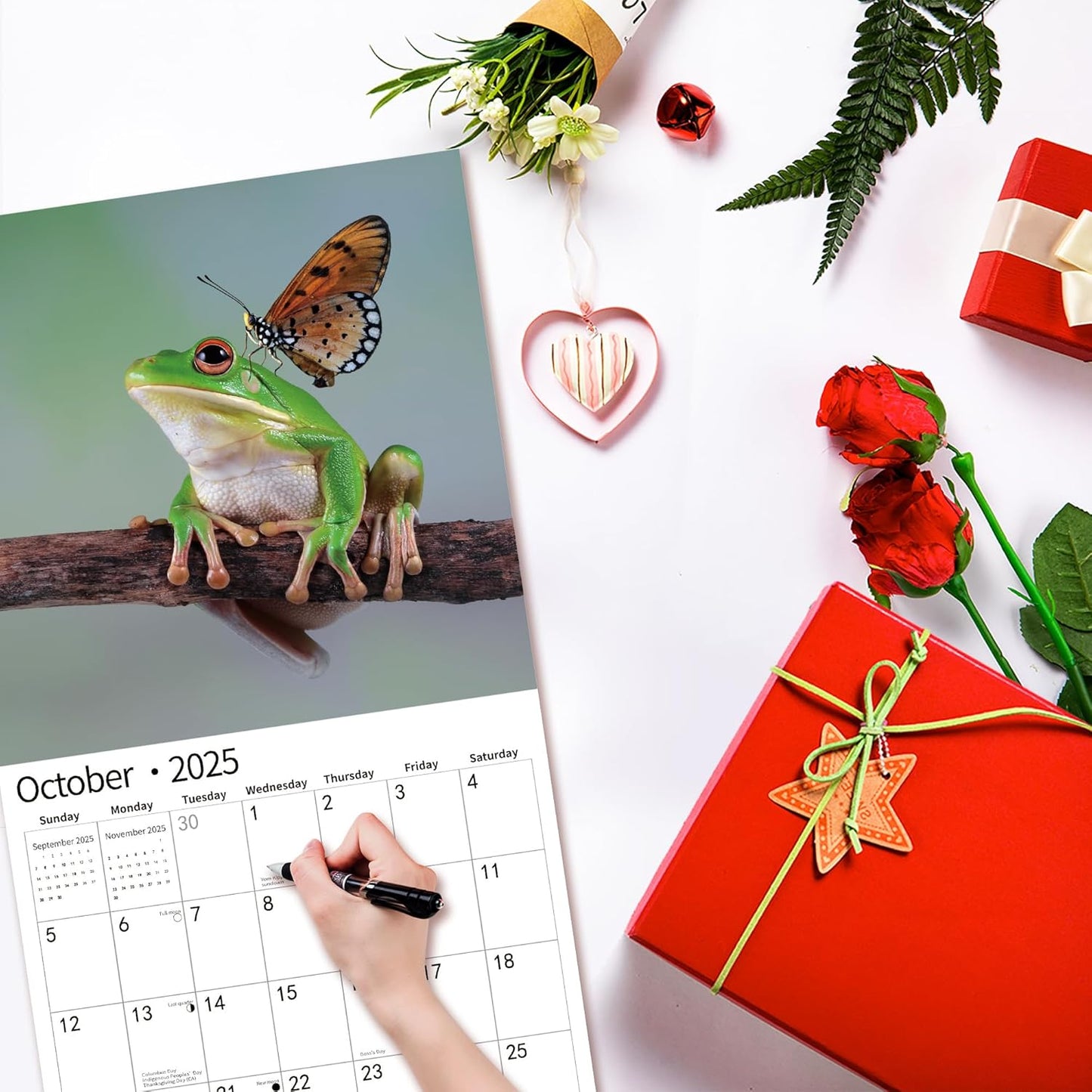 2025 Wall Calendar,Calendar 2025, January 2025 - December 2025, Wall Calendar Frog, 12" x 24" Opened,Full Page Months Thick & Sturdy Paper for Calendar Organizing & Planning