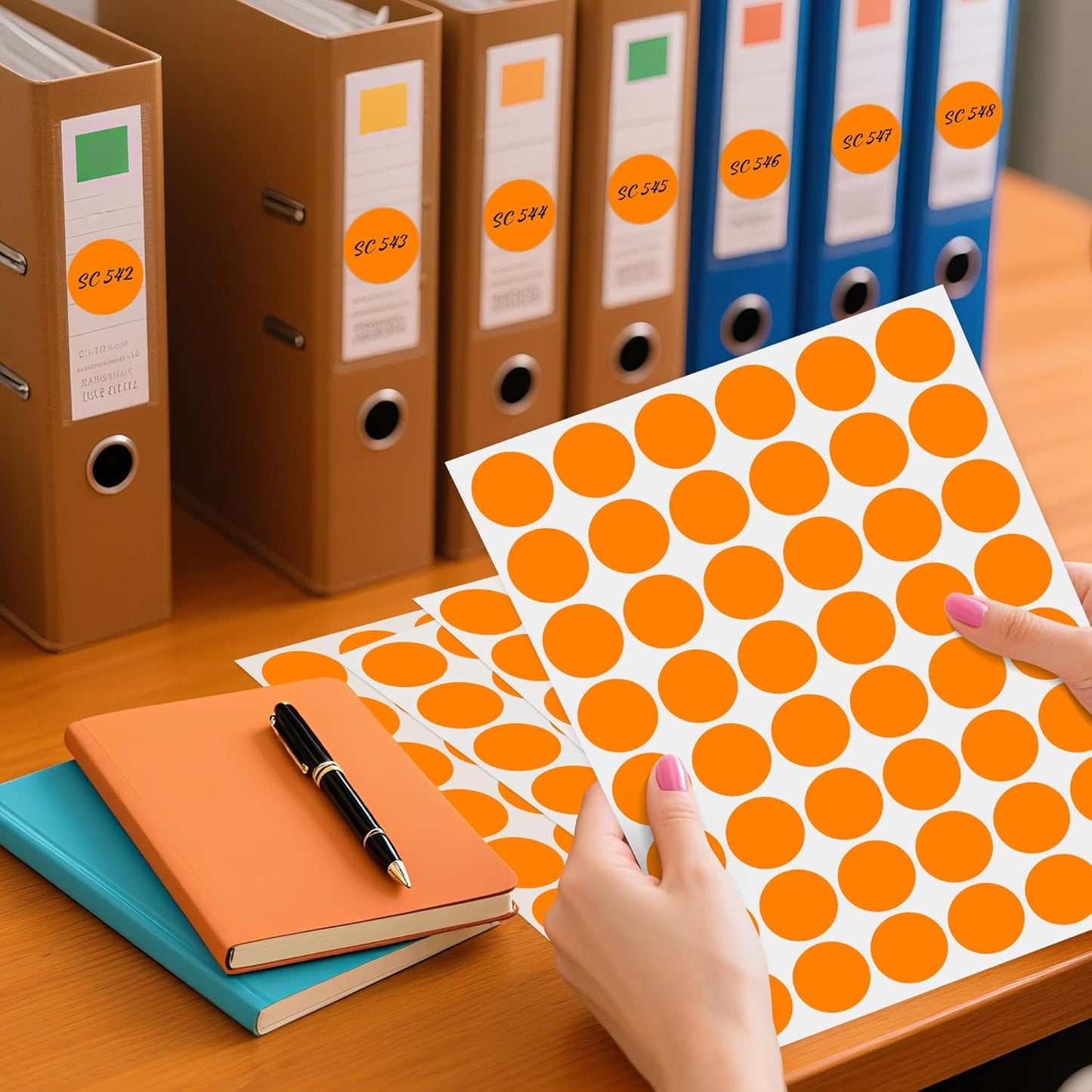 PARLAIM 1 inch Round Orange Dot Sticker,720PCS Permanent Adhesive Color Code Circle Sticker Labels for Office Classroom Garage Sale