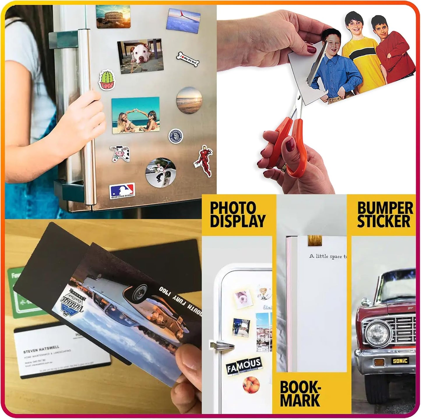 Business Card Magnets Peel and Stick 2" x 3.5"- 50 Strong Magnetic Sheets with Adhesive Backing to Make Flexible Magnet Self Sticky Dots for School Classroom Board, Fridge, Photos, Crafts