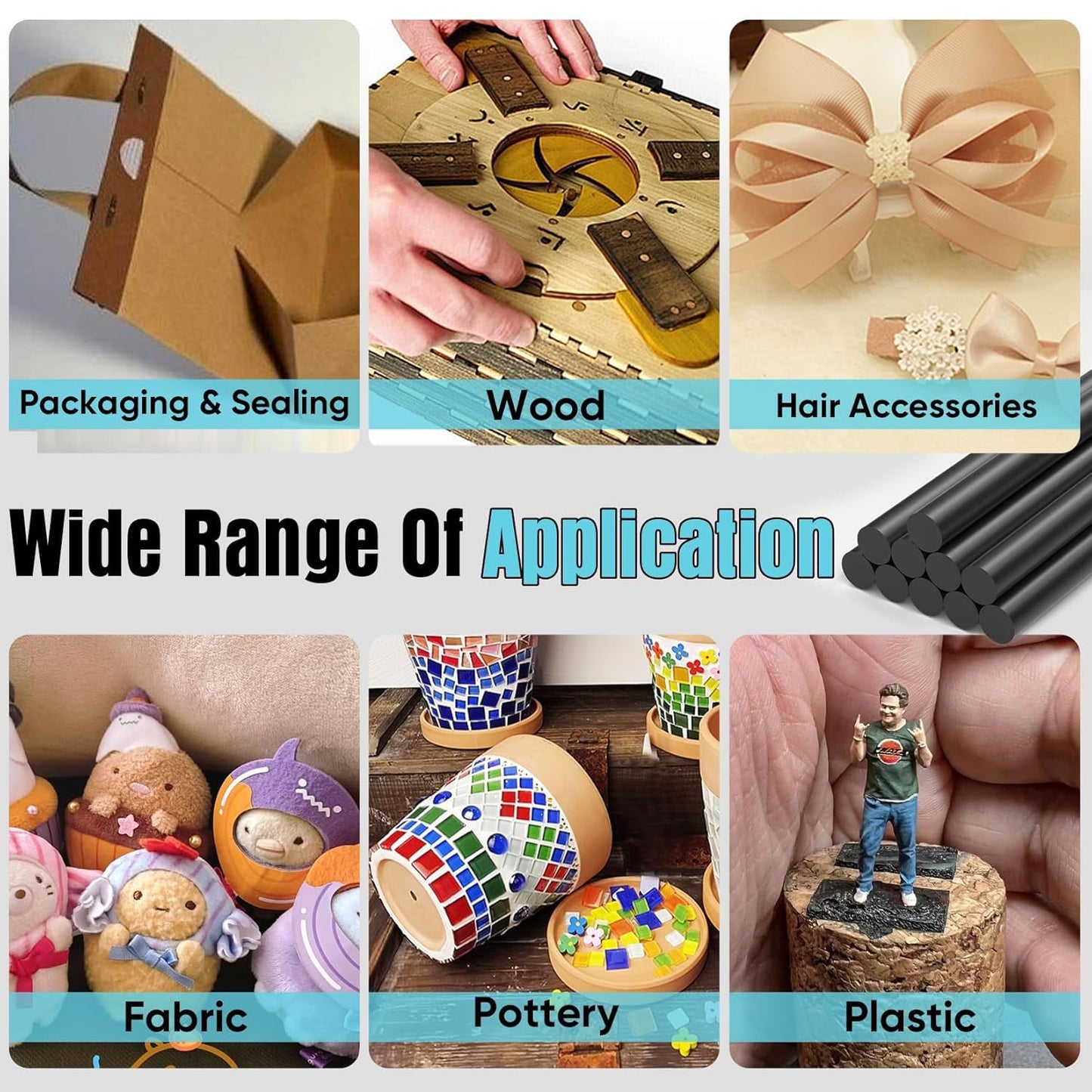 SHALL Mini Hot Glue Sticks, 0.27” Dia x 8” Long, 100 Pack Black Glue Gun Sticks for All-Temp Mini Glue Guns, Hot Melt Adhesive Glue Sticks Multipurpose for DIY Craft Sealing Repair Festival Decoration