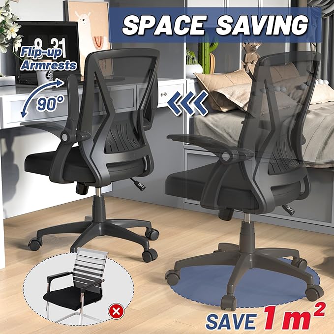 Modern Comfy Mesh Home Office Chair with Flip Up Arms for Child Adult Study Work