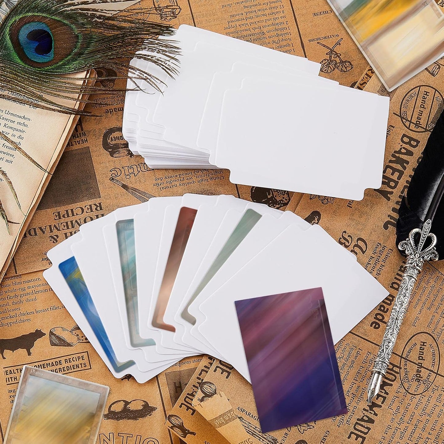 Lewtemi 450 Pcs Trading Card Dividers Page Dividers with Tabs Plastic Playing Sports MTG Card Separators with Side Labels for Games Sports(White)