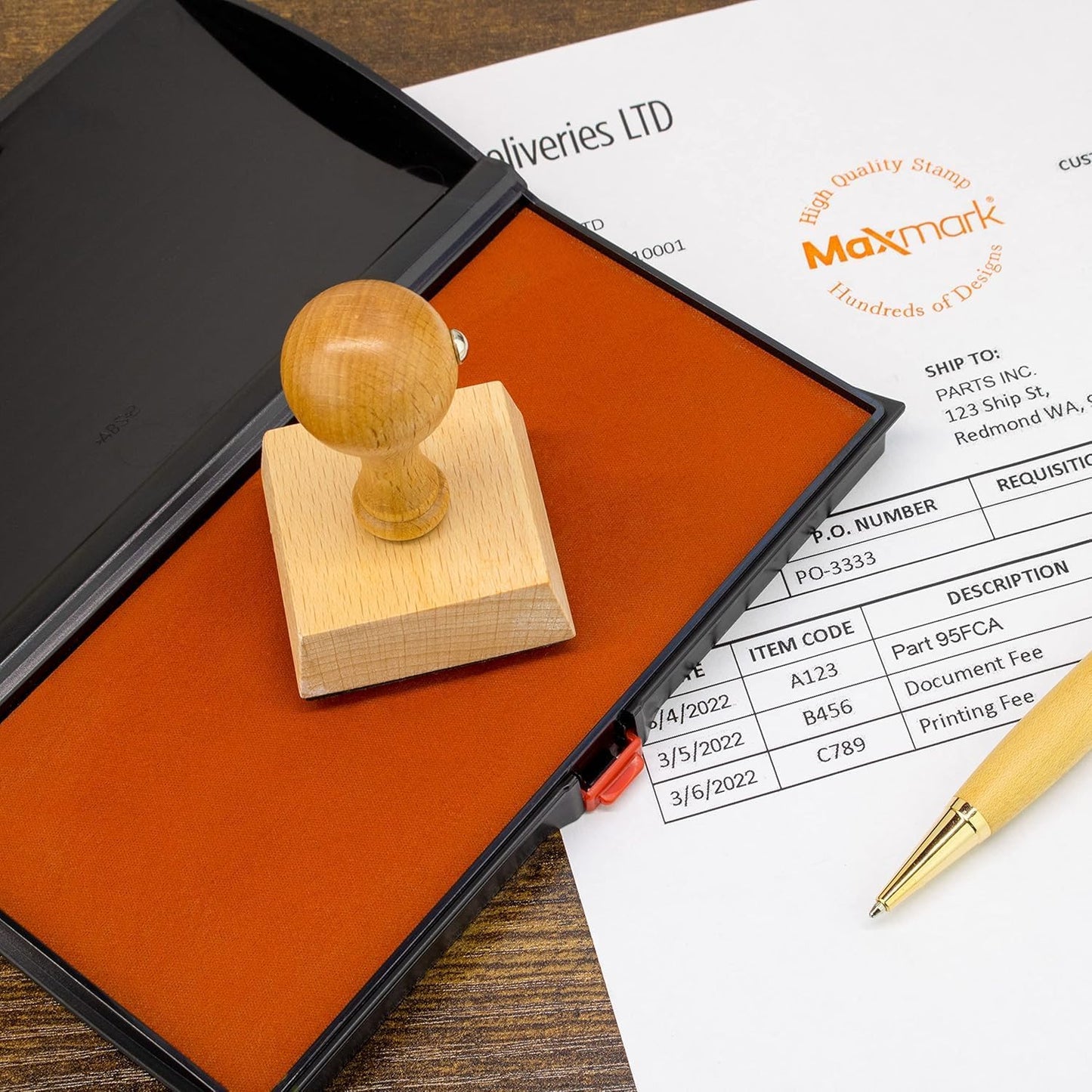 Large Premium Gray Ink Stamp Pad - 3" by 6" - Quality Felt Pad - Case with Closing snap