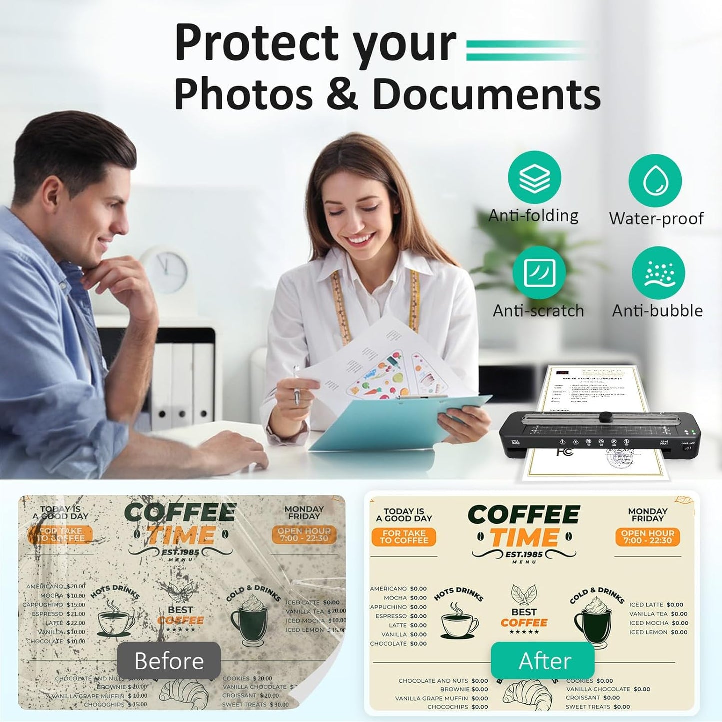 13 Inch Laminator Machine - 11x17 Laminator with 50 Sheets, Cold & Thermal, Built-in Paper Cutter & Corner Rounder, A3 Laminating Machine for Classroom Home School