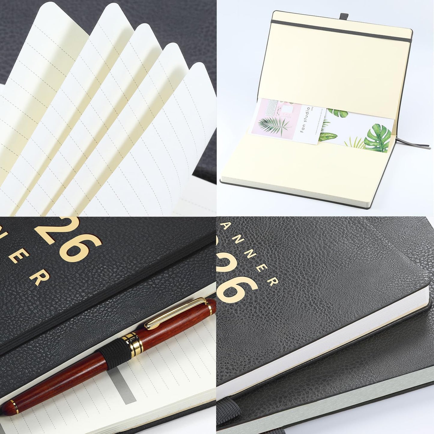 2026 Planner - 2026 Planner Weekly and Monthly, January 2026 - December 2026, 8.5" x 11", Pen Holder, Calendar Stickers, Pocket, 25 Notes Pages, Faux Leather Cover, A4 Premium Paper - Gray