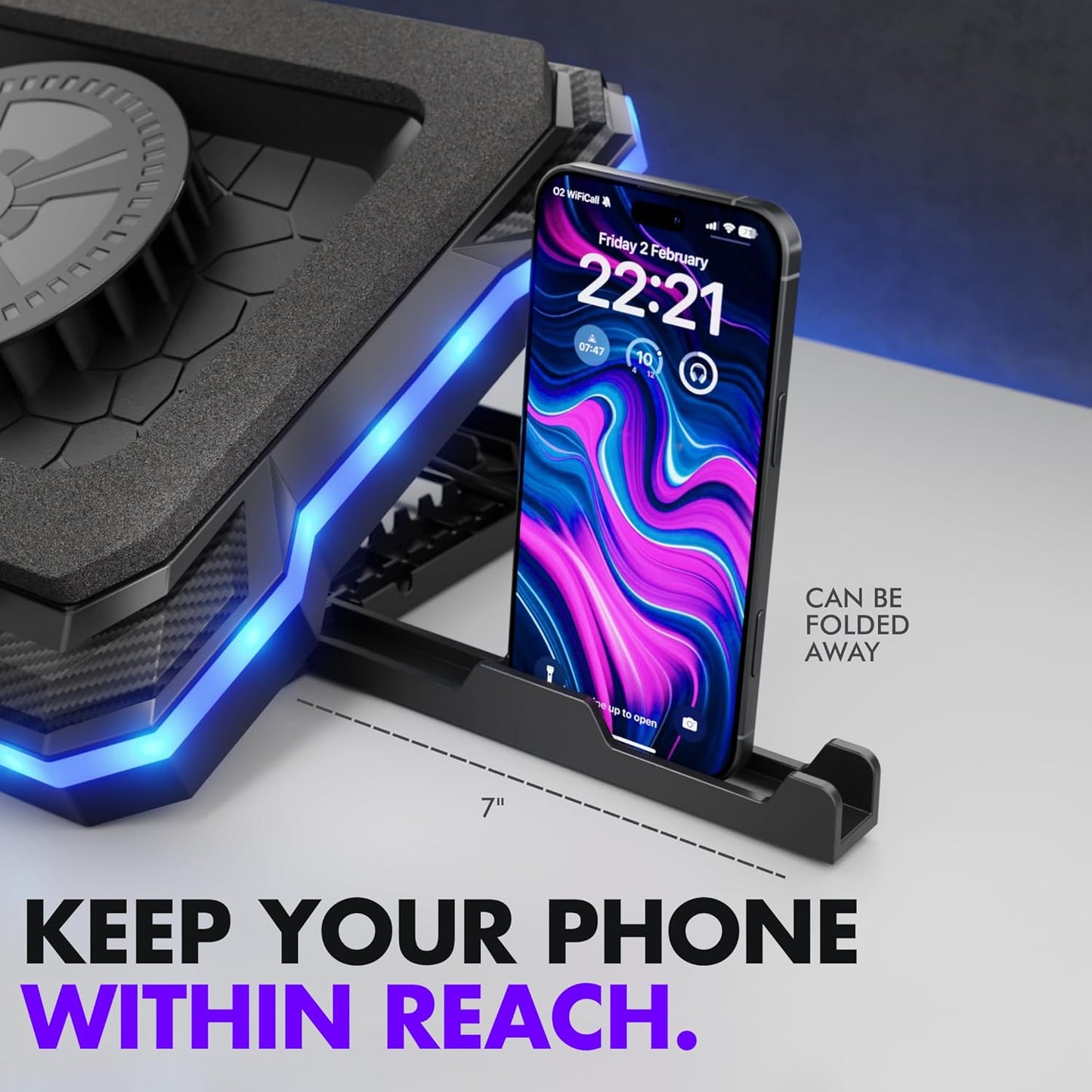 Tilted Nation Gaming Laptop Cooling Pad with USB Hub - Boost Performance, Stay Comfortable - RGB Laptop Cooler Stand with Adjustable Height & Fan Speed, RGB, USB (C + A) Hub, for 15.6" - 19" Laptops