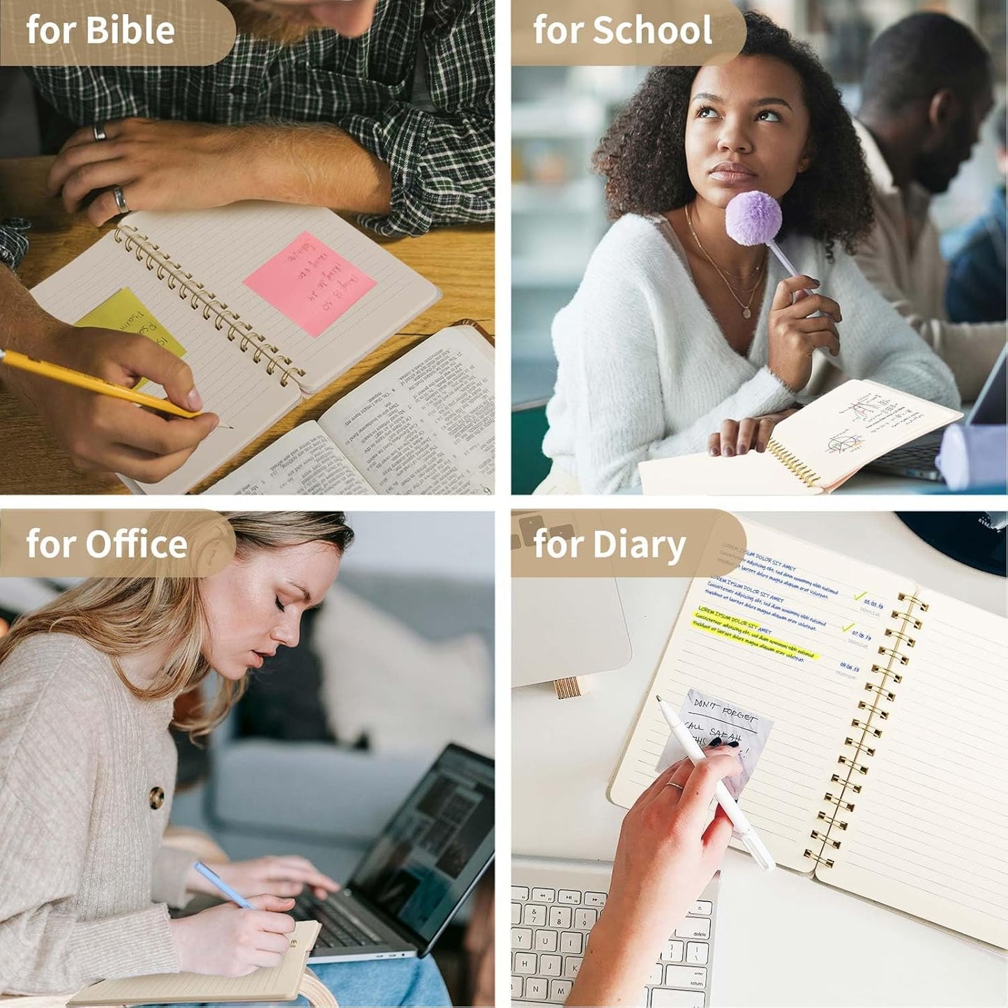 Lined Spiral Notebook College Ruled A5 Journal Book for Note Taking, 160 Pages Writing Journal for Office and Home School Supplies 5.75x8.125 inch (1Khaki)