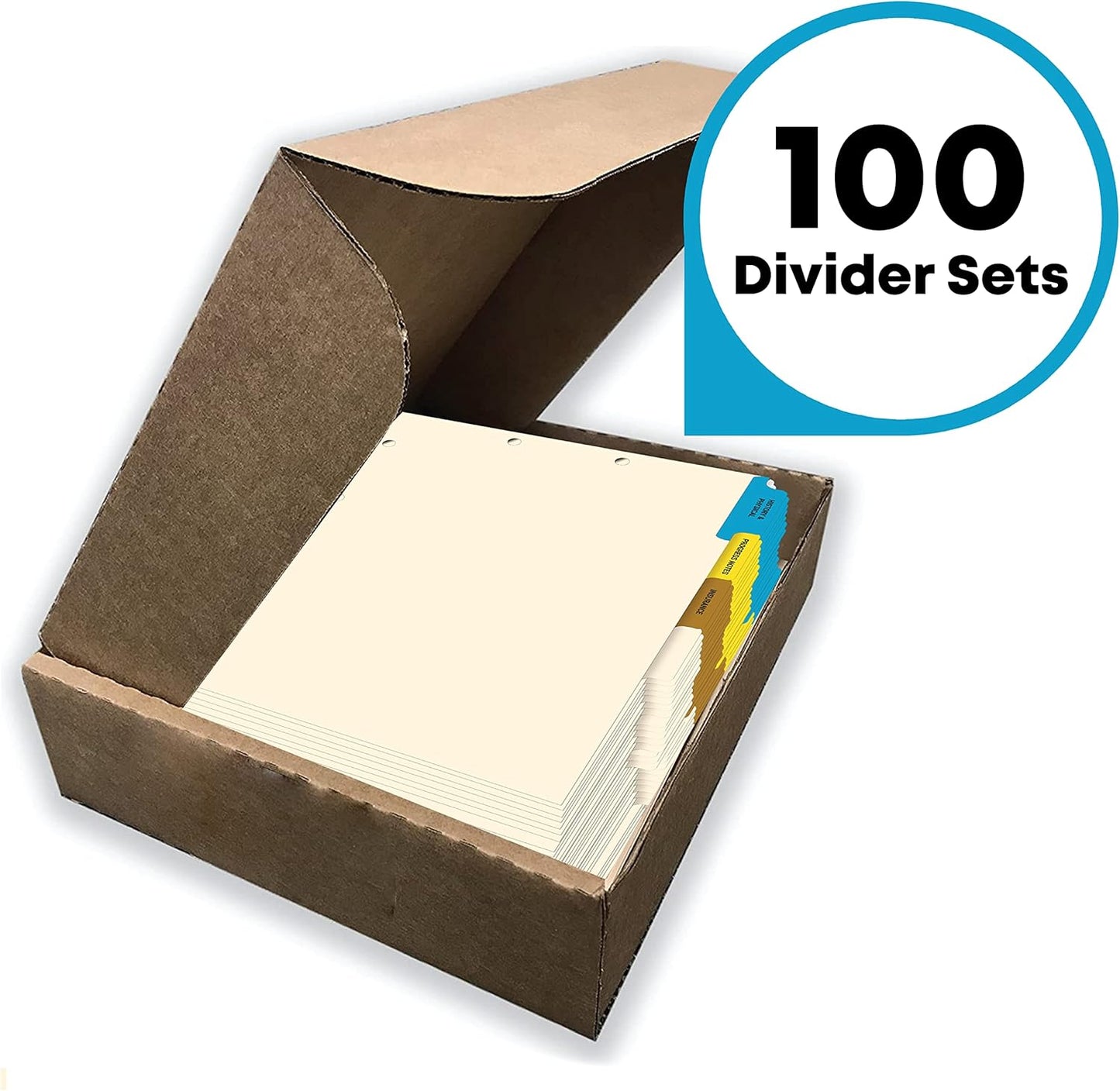 Doctor Stuff - Stock Medical Chart Dividers, 100 Sets of 4 Popular Healthcare Index Tabs, Side Tab, 9" x 11", File Folder Organizer for Nursing Patient Charts and Medical Records