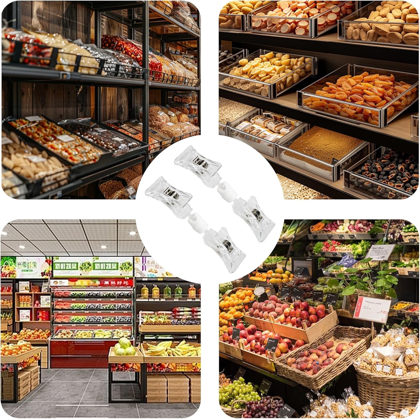 15PCS Double End Mini Sign Holder Clips, Rotatable Price Signs Display Clips, Plastic Retail Cards Clips for Merchandise/Retailers