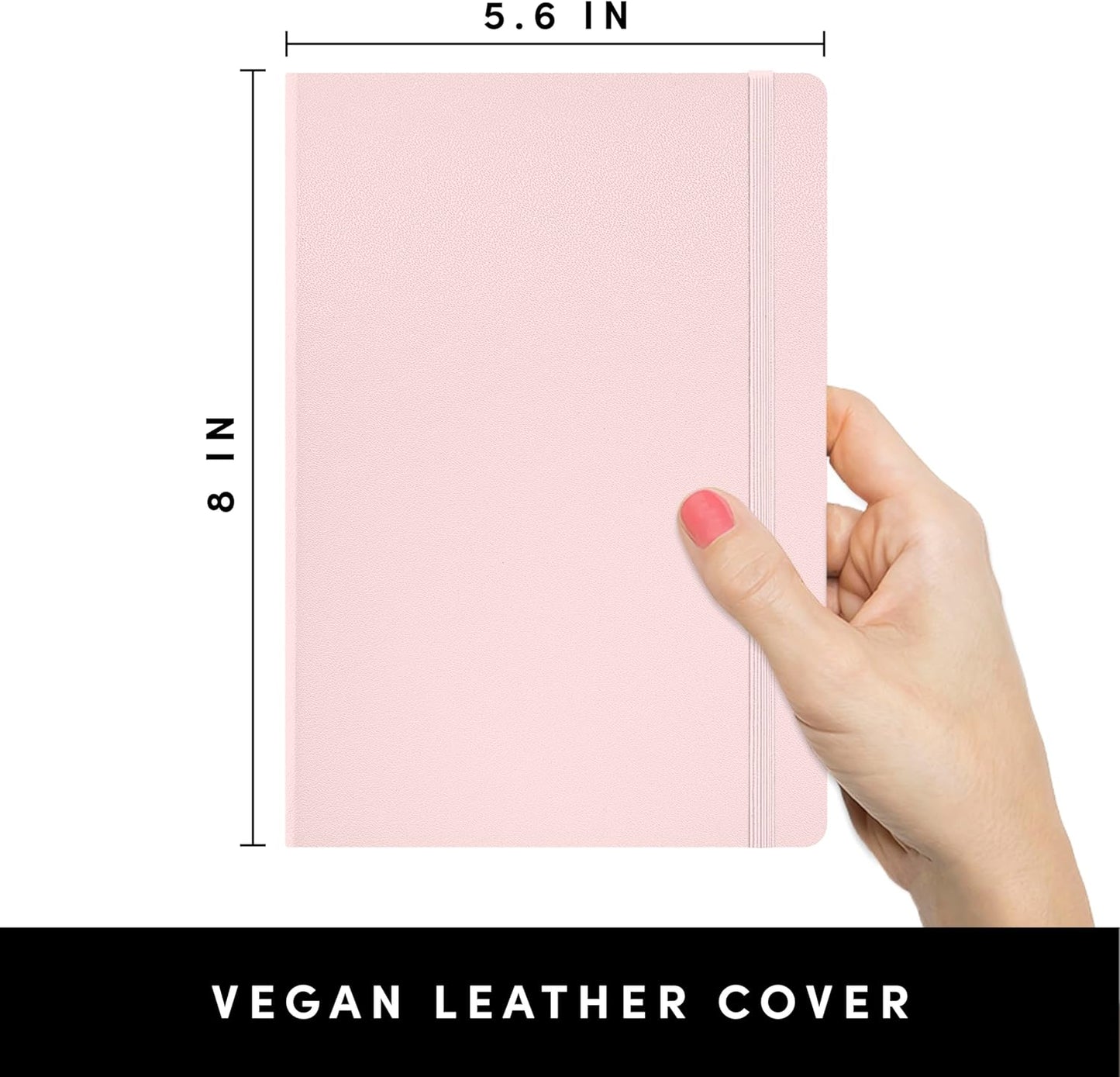 PAPERAGE Graph Paper Journal Notebook, (Blush), 160 Pages, Medium 5.6 in x 8 in - 100 GSM Thick Paper – Hardcover Grid Notebook for Work or School