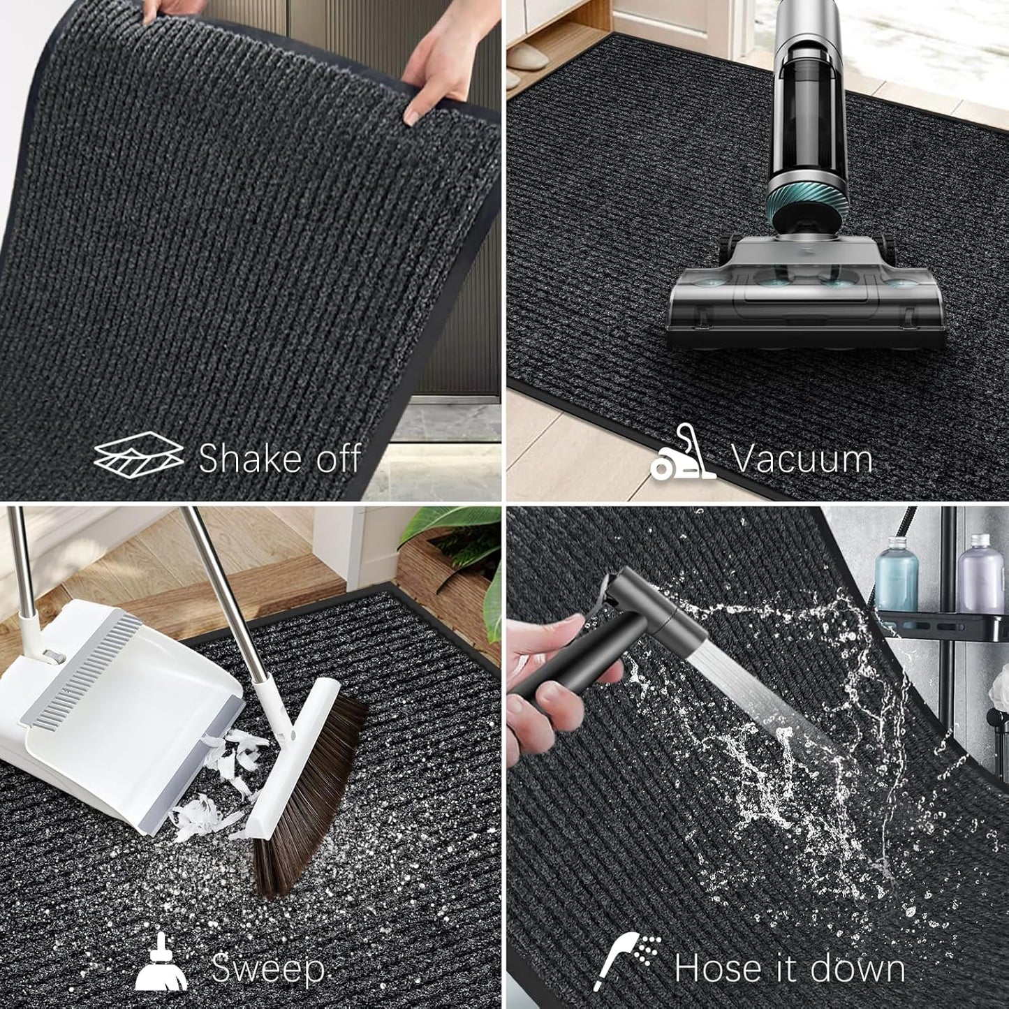 Vicwe Indoor Outdoor Door Mat, 4'x6' Heavy Duty Front Door Mat, Non-Slip Washable Doormats Entrance Mats, Dirt Resistant and Absorbent Doormat, Commercial Outdoor Entrance Floor Mat for Home Office