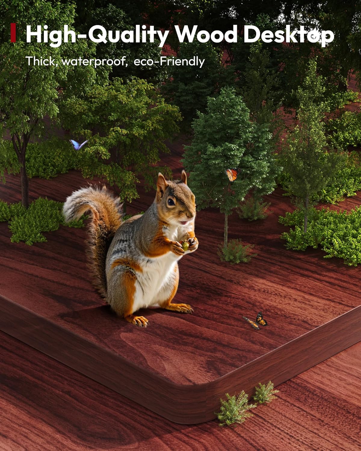 SANODESK Electric Standing Desk 48 x 30 Inches Whole-Piece Desktop Height Adjustable Stand Up Desk w/6-Button Controller Ergonomic Computer Desk for Home Office, Black Frame + Mahogany Tabletop