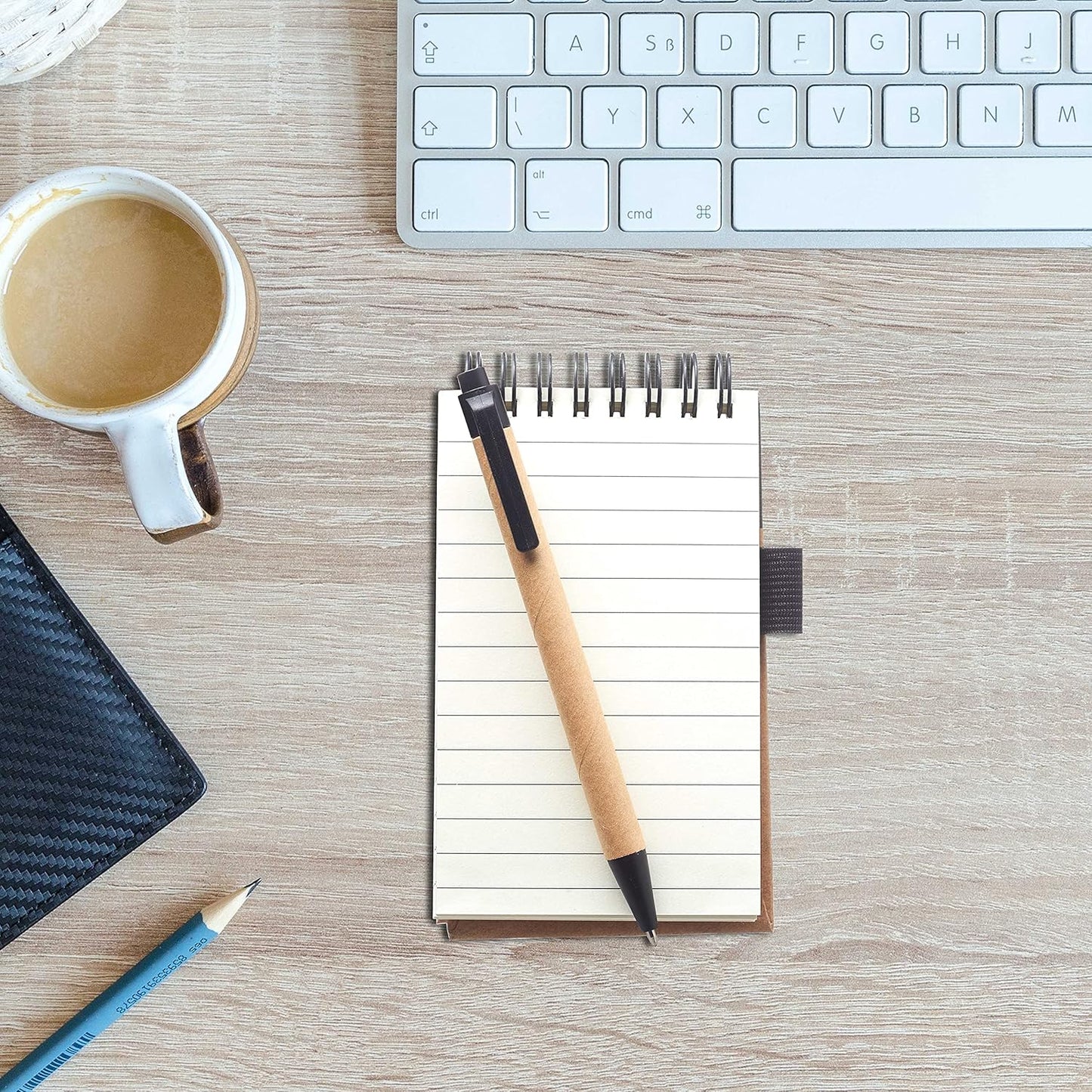 DISCOUNT PROMOS 10 Recyclable Spiral Small Notebooks Pack - Customizable Text, Logo - 60 Lined Pages - Black