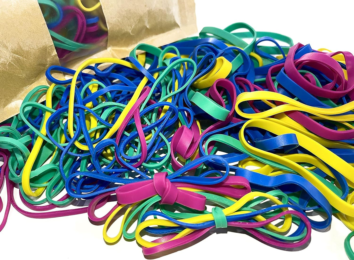 Rubber Bands, Size 32 (3" x 1/8"), Colored Latex Free Rubber Band Strong Elastic #32 Rubber Band Bulk for Office, Colorful Elastic Band for File Folders Bank Paper Bills Money, 1/4 Pound Bag