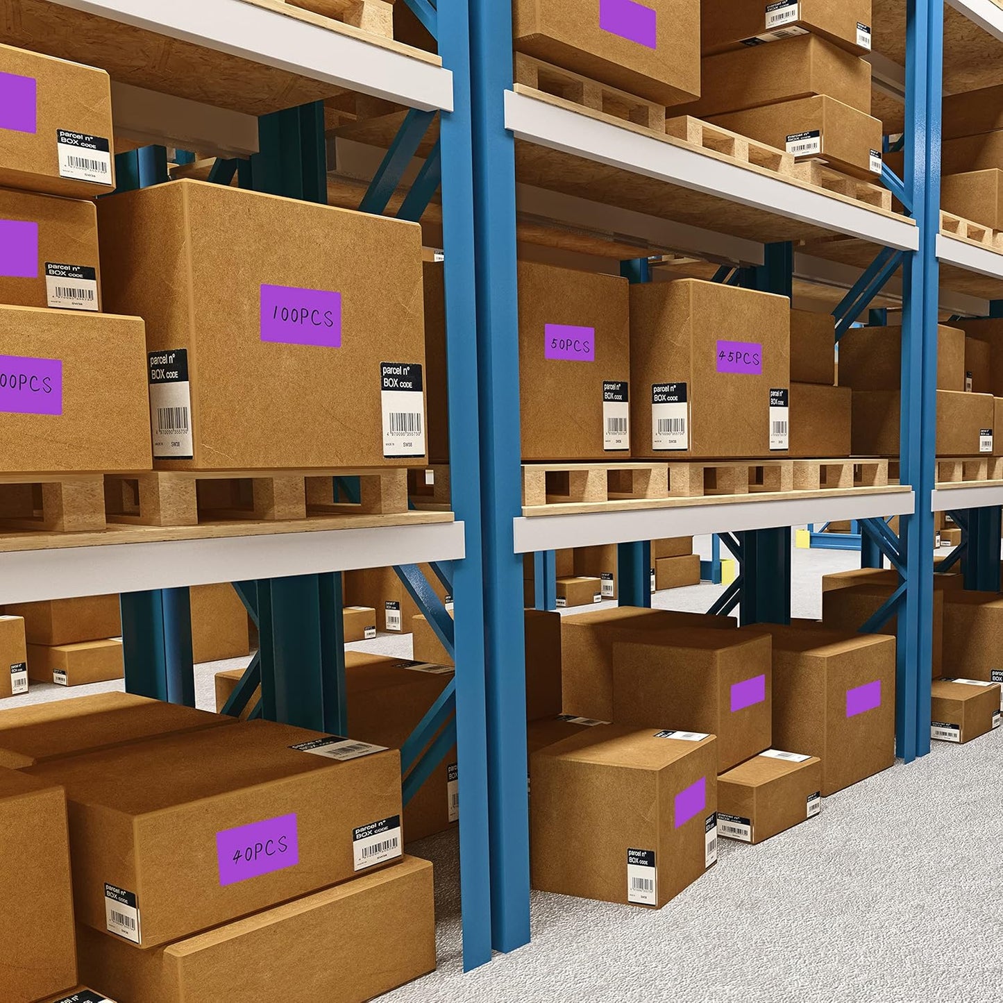 PARLAIM 3" x 5" Rectangle Color Code Stickers,500 per Dispenser Box Roll Labels,Adhesive Roll Square Label Stickers for Inventory (Purple)