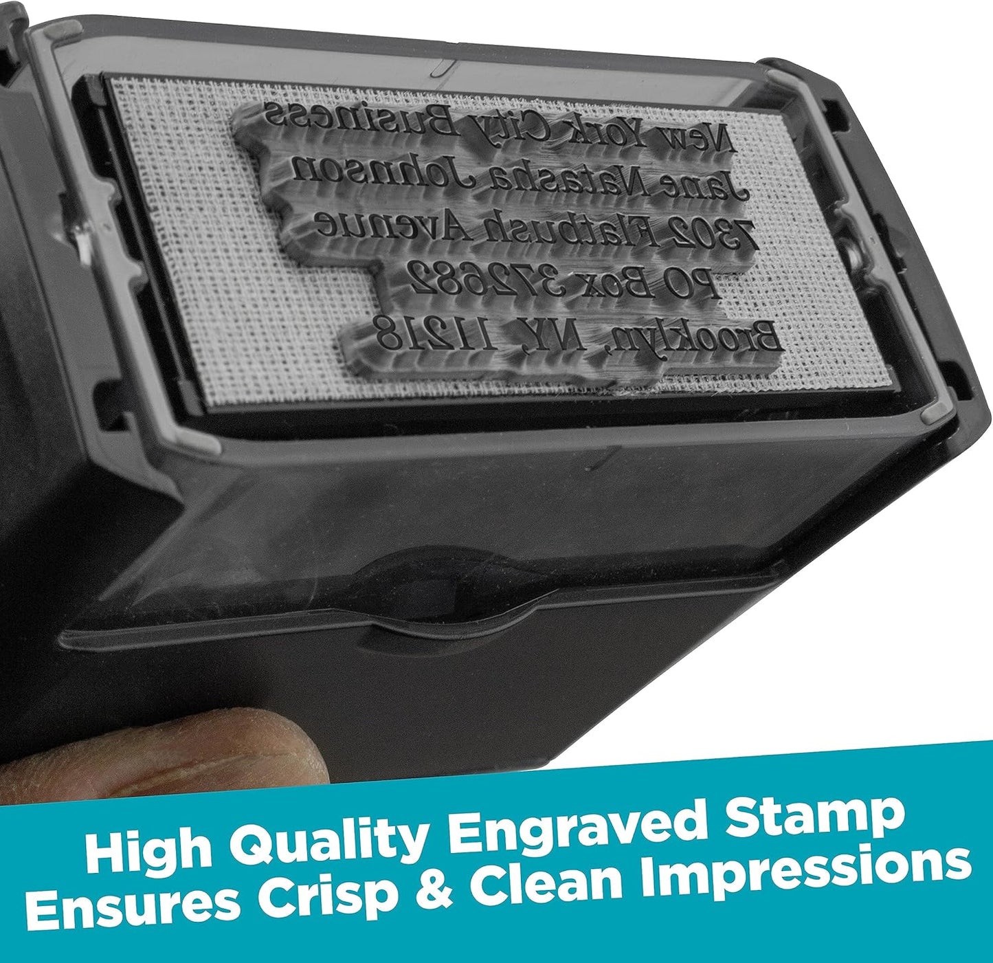 Custom Self Inking Rubber Stamp - Up to 4 Lines of Text - Choose from 15 Ink Colors - Medium Size