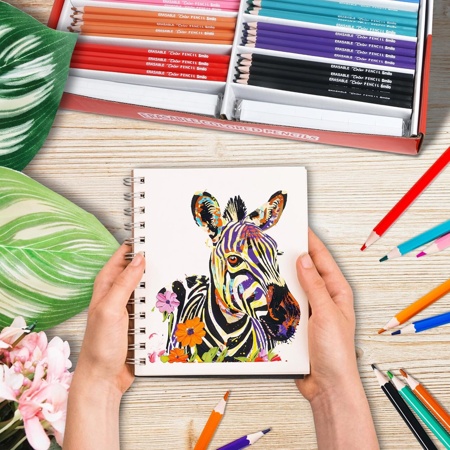 Smilo 336-Pack Erasable Colored Pencils Set - 288 Pre-Sharpened Pencils Bulk (12 Colors) + 24 Sharpeners & 24 Erasers - Back to School Supplies for Classroom, Teachers, Students