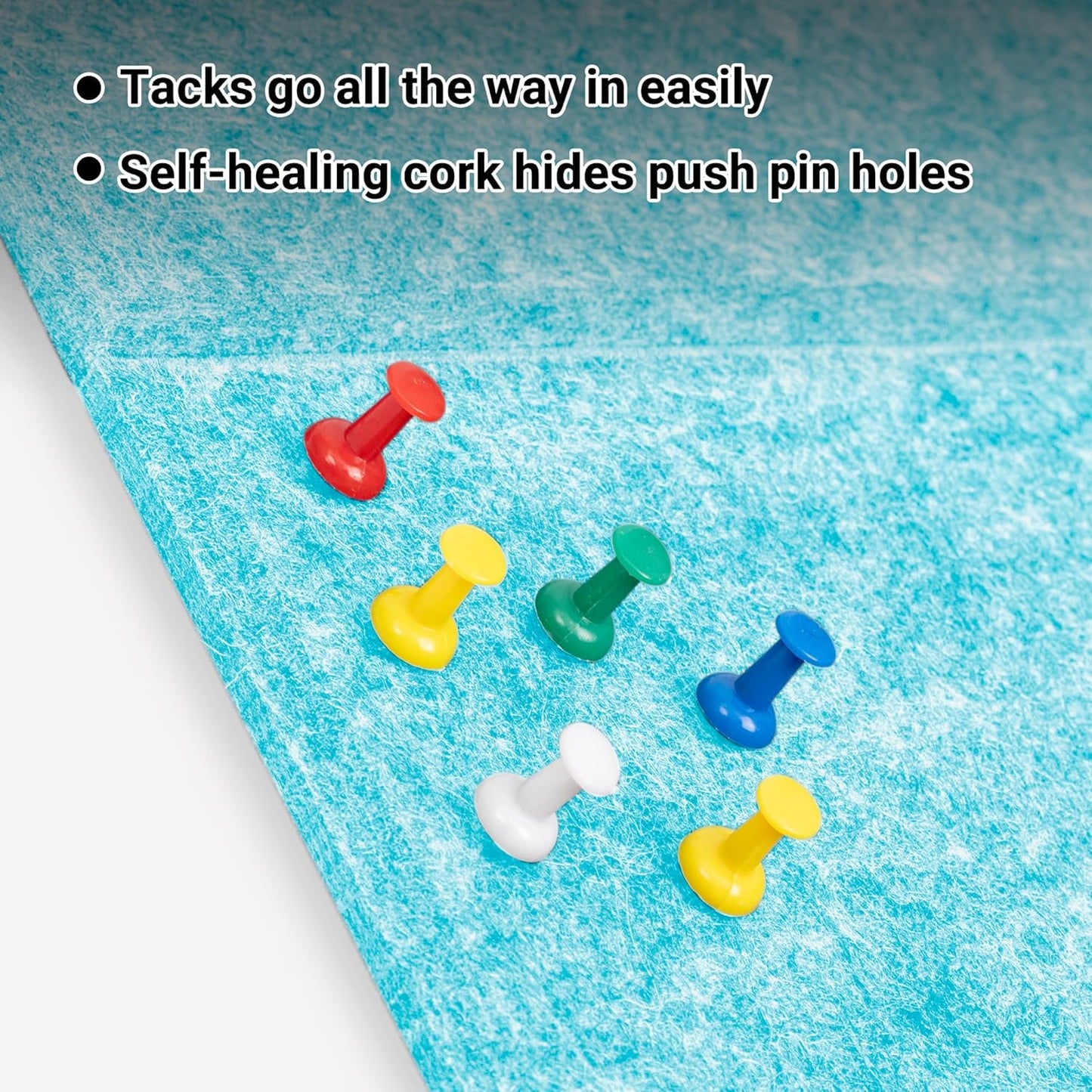 AKTOP Cork Board Bulletin Board 24"x36", 6 Pack Removable Felt Cork Board Tiles for Wall, Large Corkboard Notice Pin Board for Office, School & Home,24 Safe Adhesive Tabs, 20 Push Pins, Baby Blue