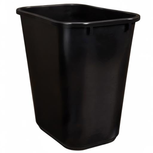 Amazon Basics Trash Can, Rectangular Commercial Office Wastebasket, 7 Gallon (Pack of 6), Black (Previously AmazonCommercial Brand)