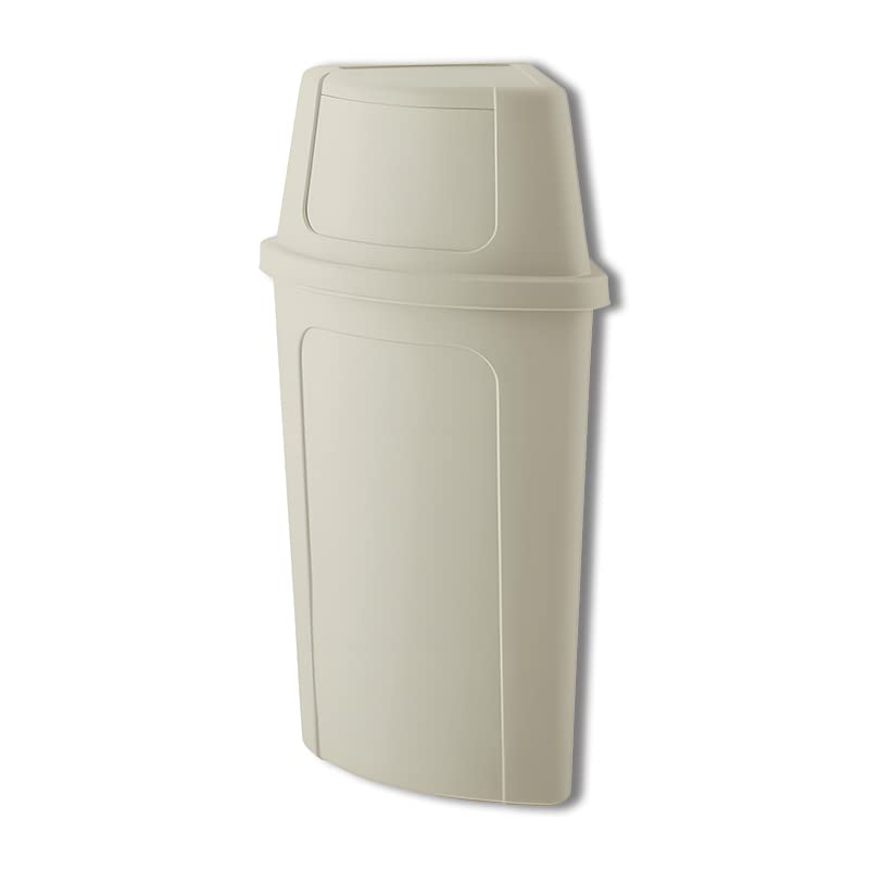Recycling Bin with Push Door Lid, 21 Gallon Corner Round Trash Can, Crack-Resistant, Commercial Durable Garbage Can, Reinforced Bottom, Ideal for Home, Kitchen, Bar, Hotel, Restaurant, School