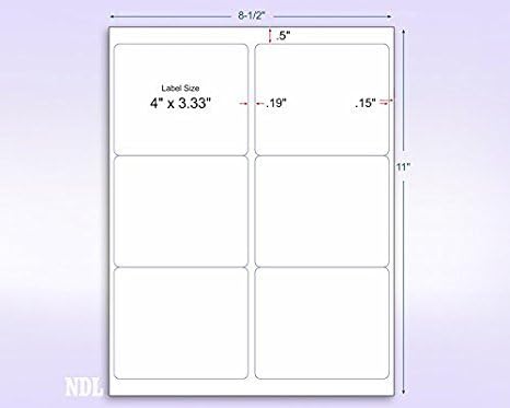 8-1/2 x 11 Neon Color High Light Fluorescent Labels for Laser & Inkjet Printer (Yellow Fluorescent, 4" x 3-1/3" - 6 Per Page | 150 Labels)