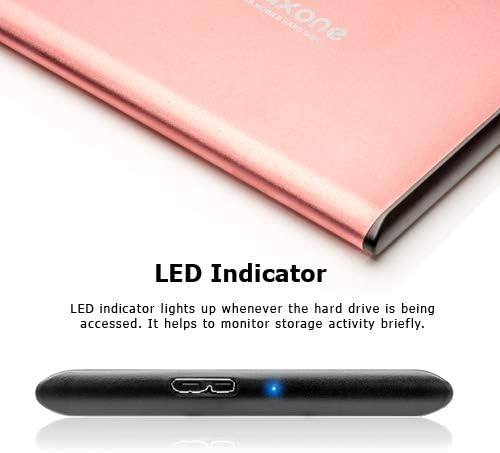 Maxone 160GB External Hard Drive Portable 2.5'' Ultra Slim HDD Storage USB 3.0 Compatible with PC, Laptop, Rose Pink