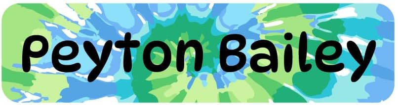 Name Bubbles - Custom Small Rectangle Name Labels for Kids (64 Labels) - Personalized Waterproof Name Stickers for Daycare, Lunch Boxes, Water Bottles, Shoes, School Supplies, & Camp (Tie-Dye Art)