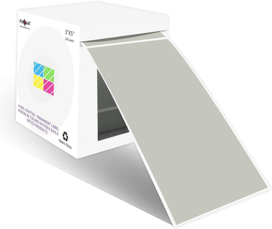 PARLAIM 3 X 5 Inch Rectangle Adhesive Color Coding Stickers,Square Grey Inventory Stickers -250 Per Dispenser Box（Grey）