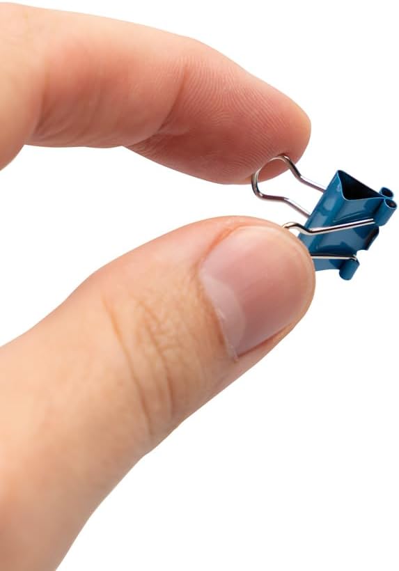 JAM PAPER Colorful Binder Clips - Extra Small - 3/5 Inch (15 mm) - Blue Binderclips - 30/Pack